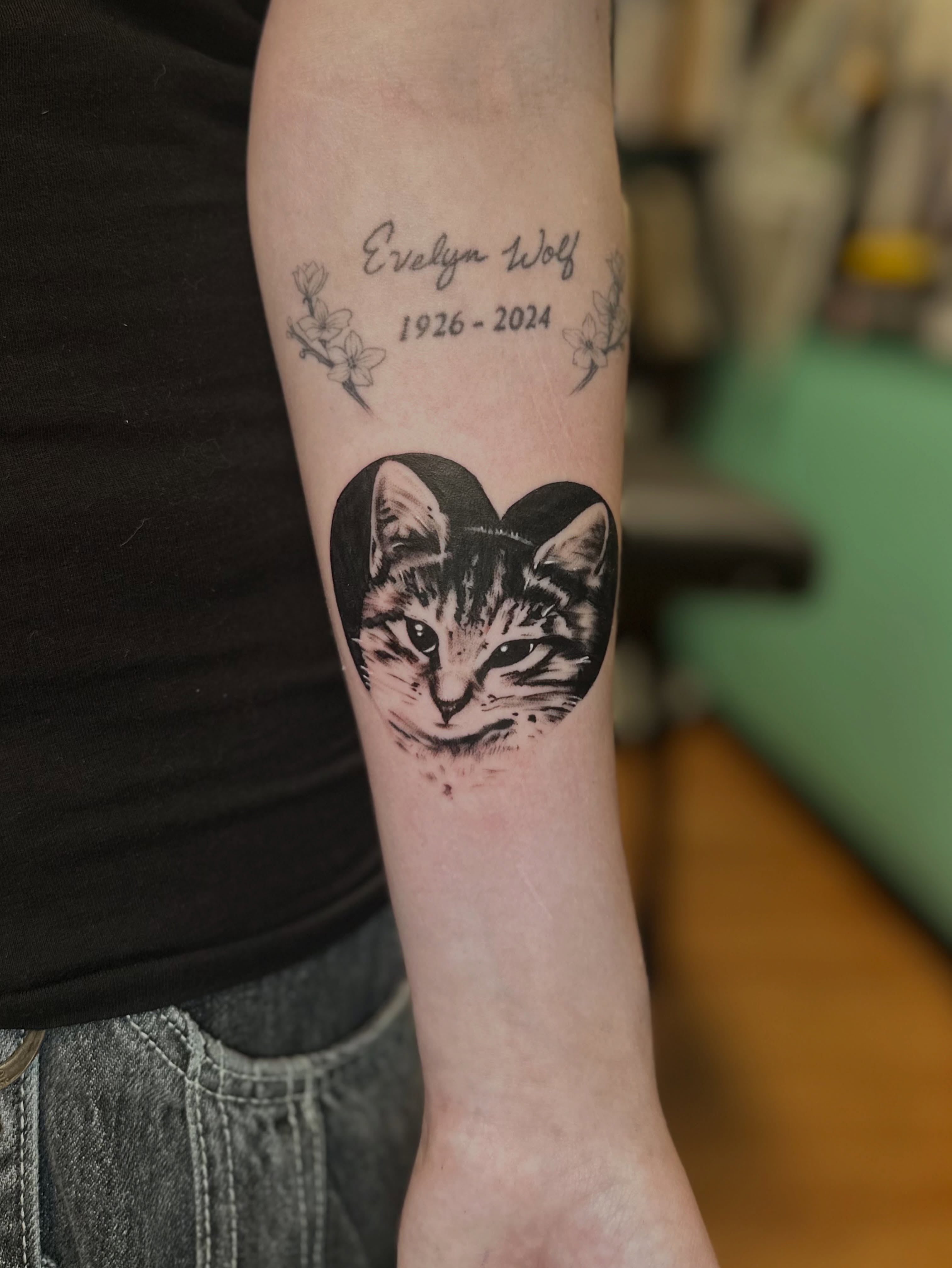 Cat realism tattoo on the forearm by Savy Rasor, Austin, Texas