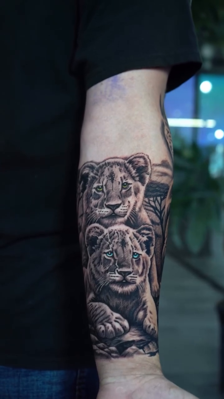 Lions realism tattoo by Rafa