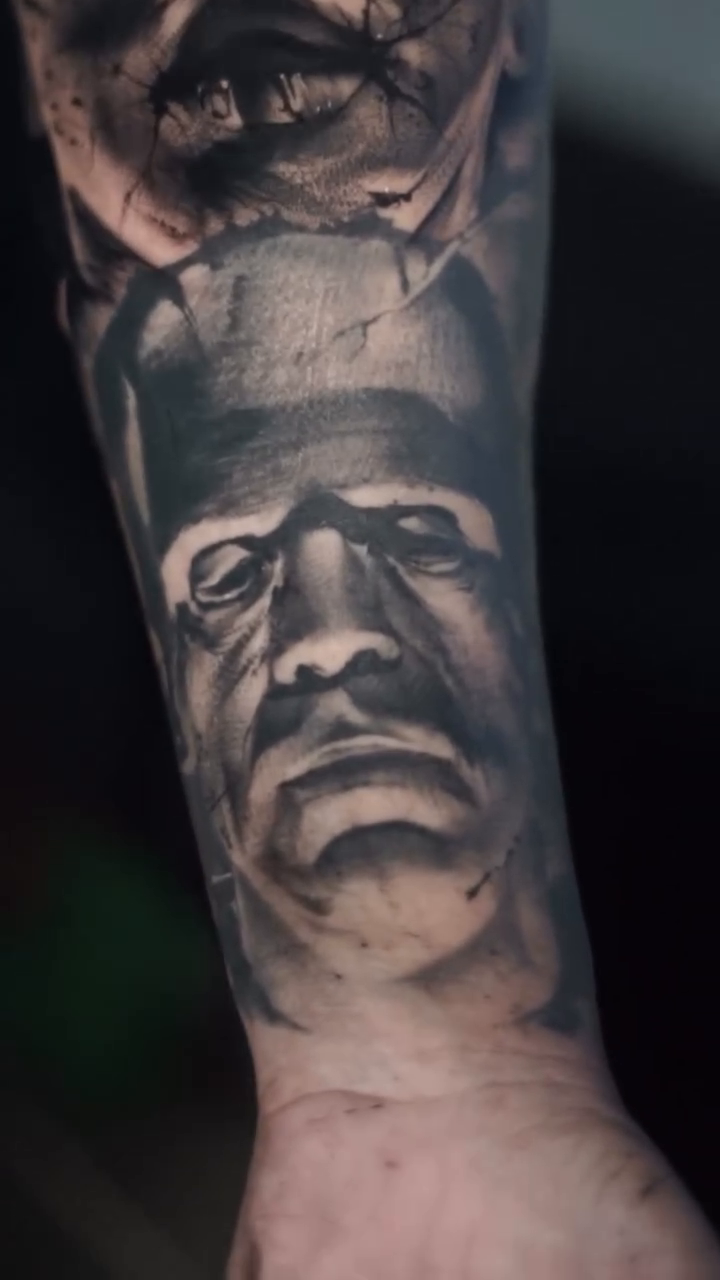 Two horror movie characters realism tattoo by Daniel Gonzalez