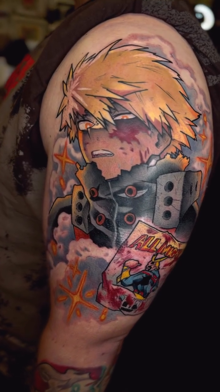 Katsuki Bakugo anime tattoo by Hades cabrera, Richmond, Virginia