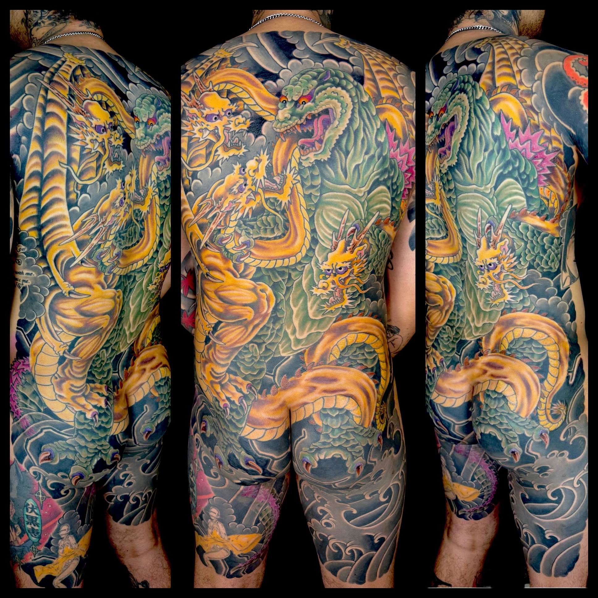 Dragons japanese irezumi tattoo on the back by Leif Hansen