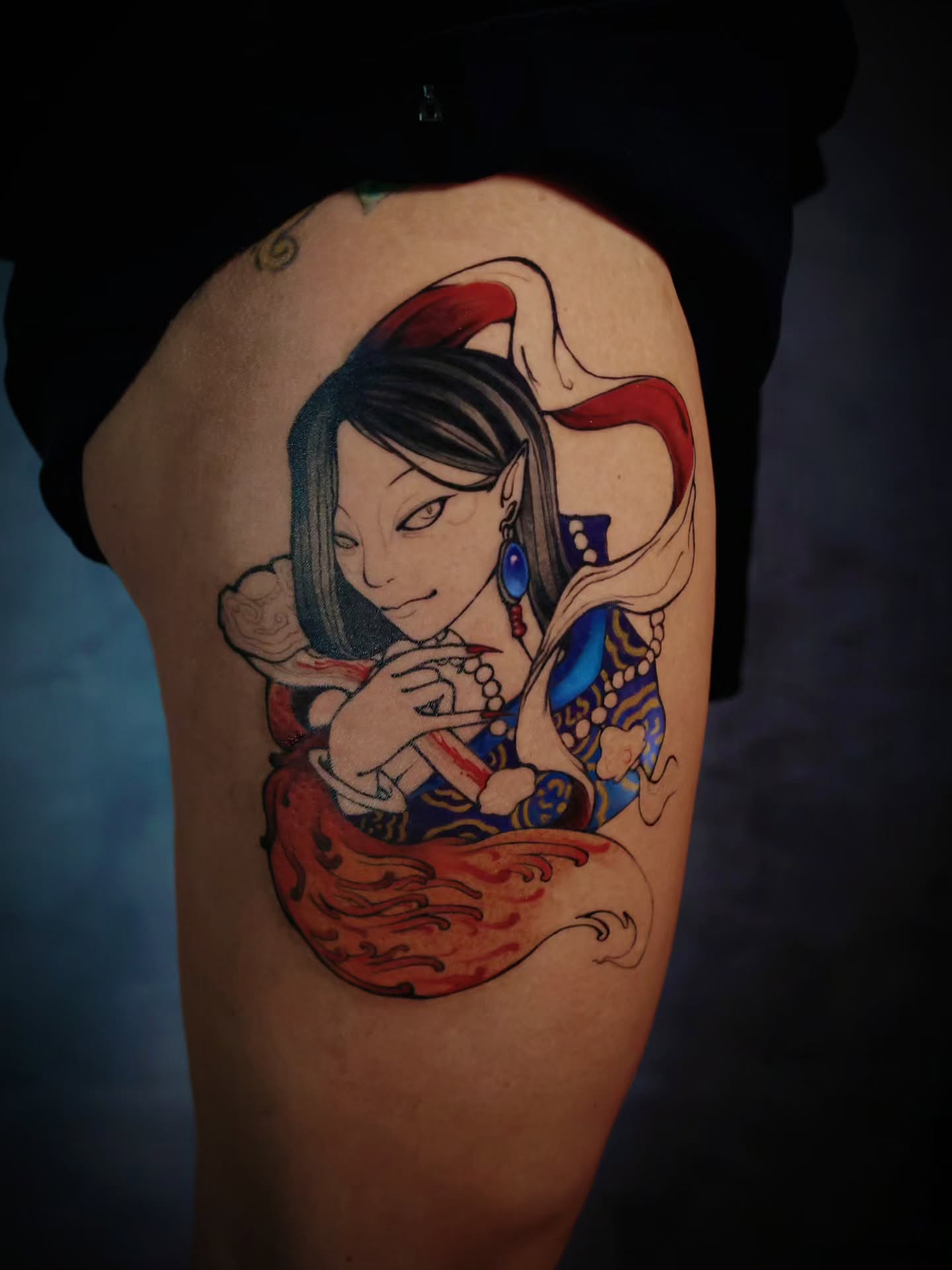 Tattoo by @hyena_lapis — anime