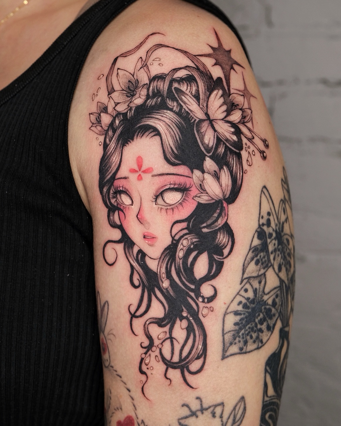 Tattoo by @misaxinks — illustrative, anime