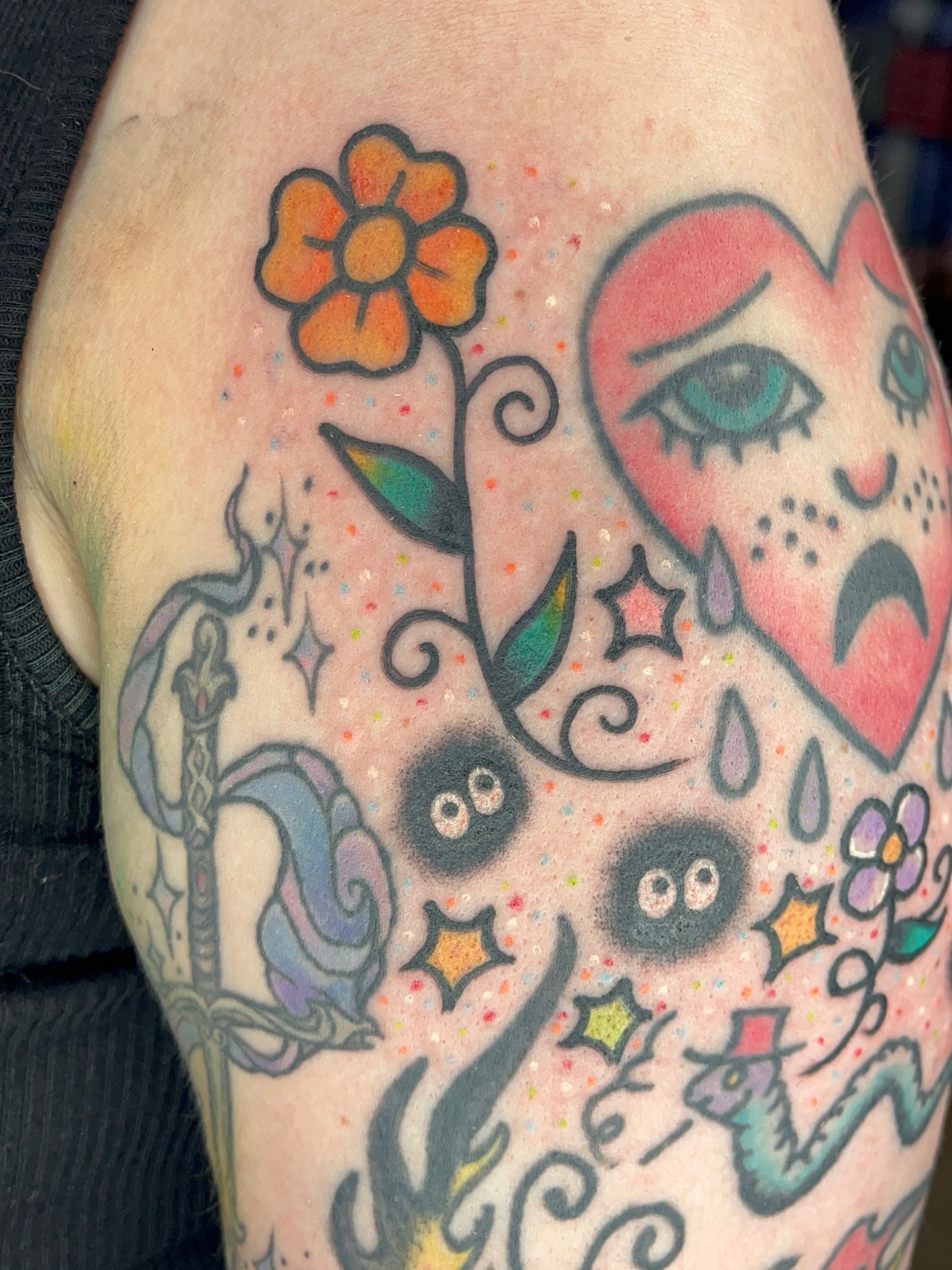 Sugar skull Chicano tattoo on the thigh by Autumn**🍓NOW BOOKING