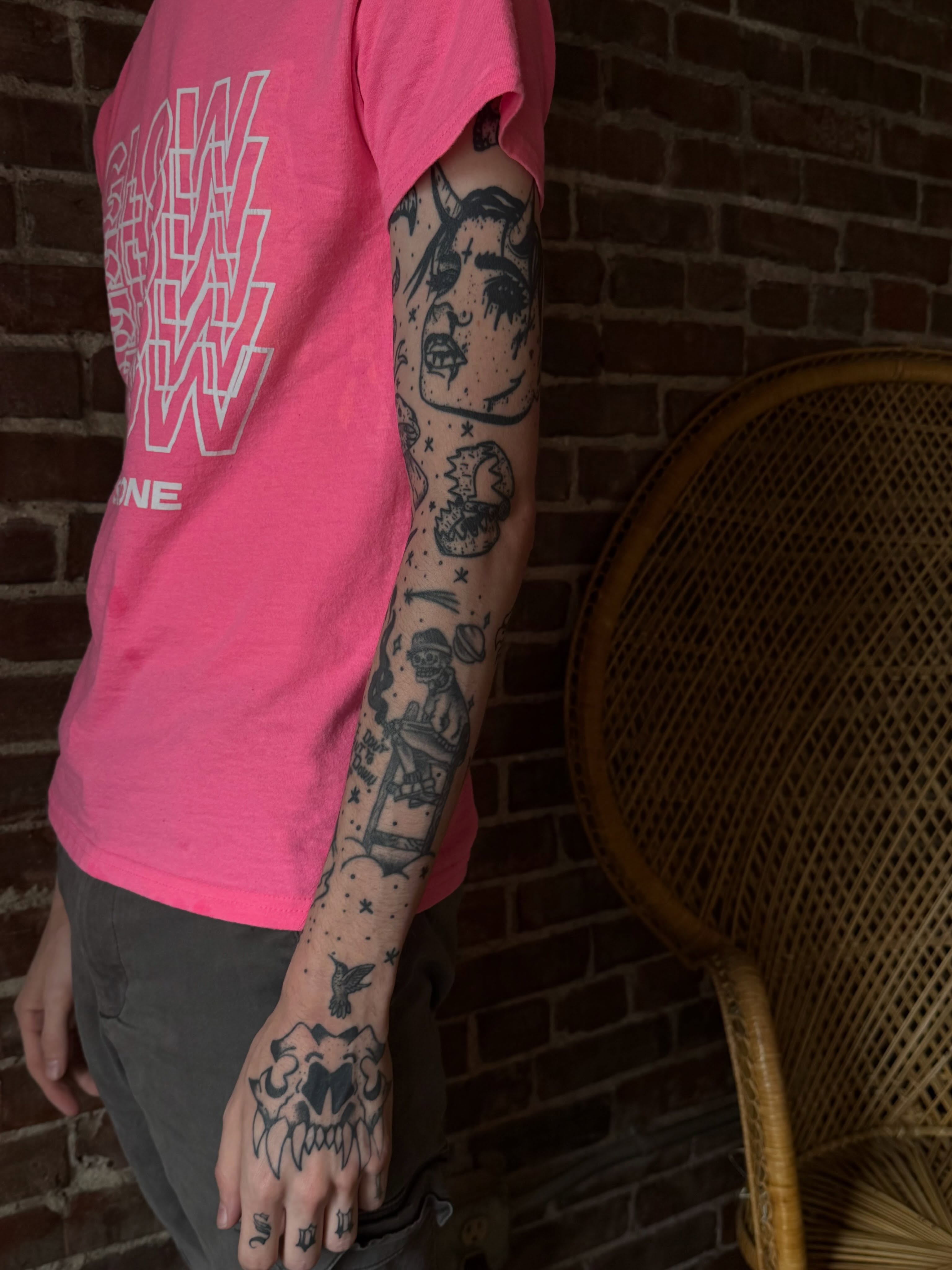 Portrait dotwork tattoo on the forearm by Dennis Patterson