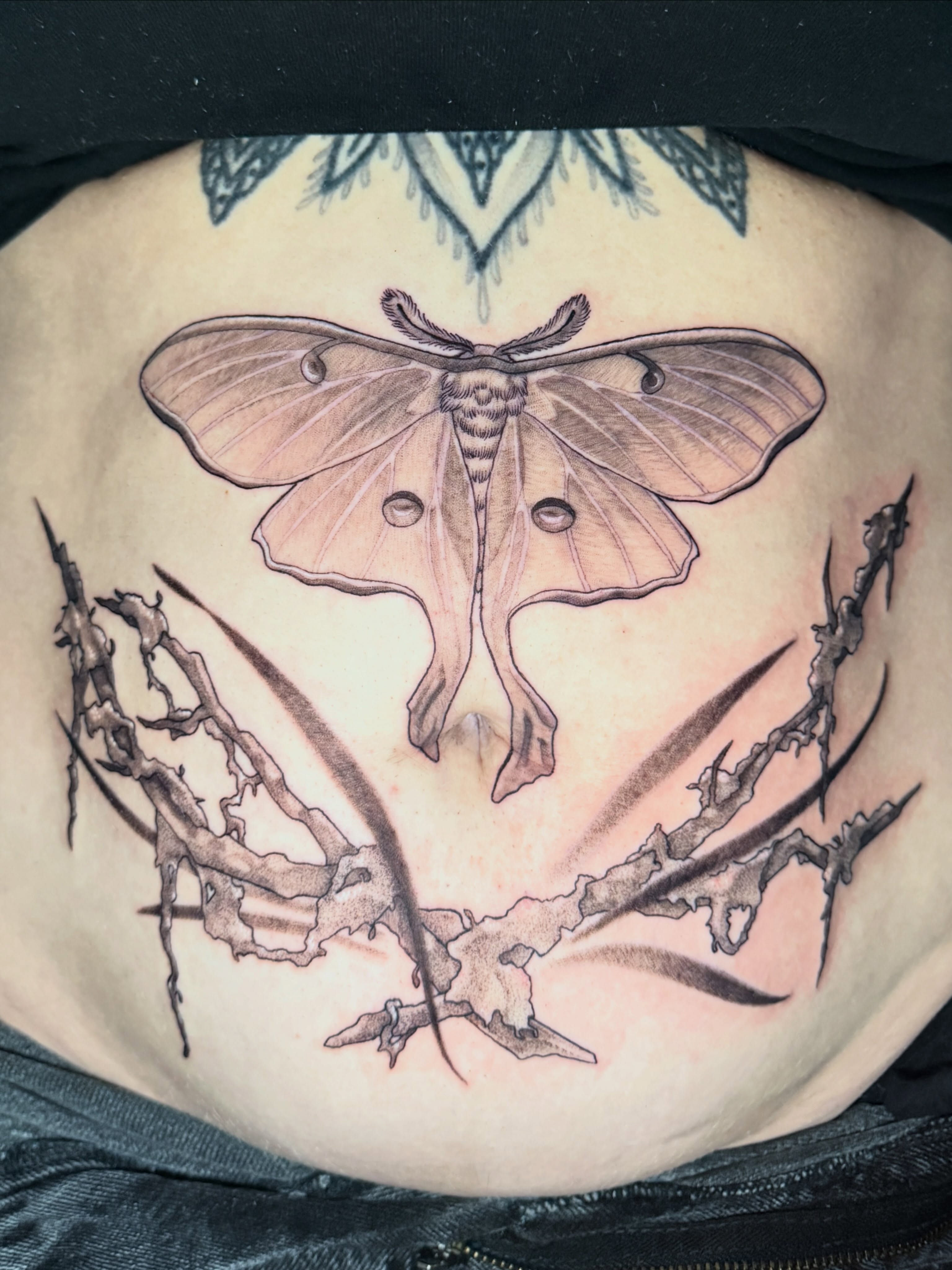 Tattoo by @back_alley_emily — black_and_grey
