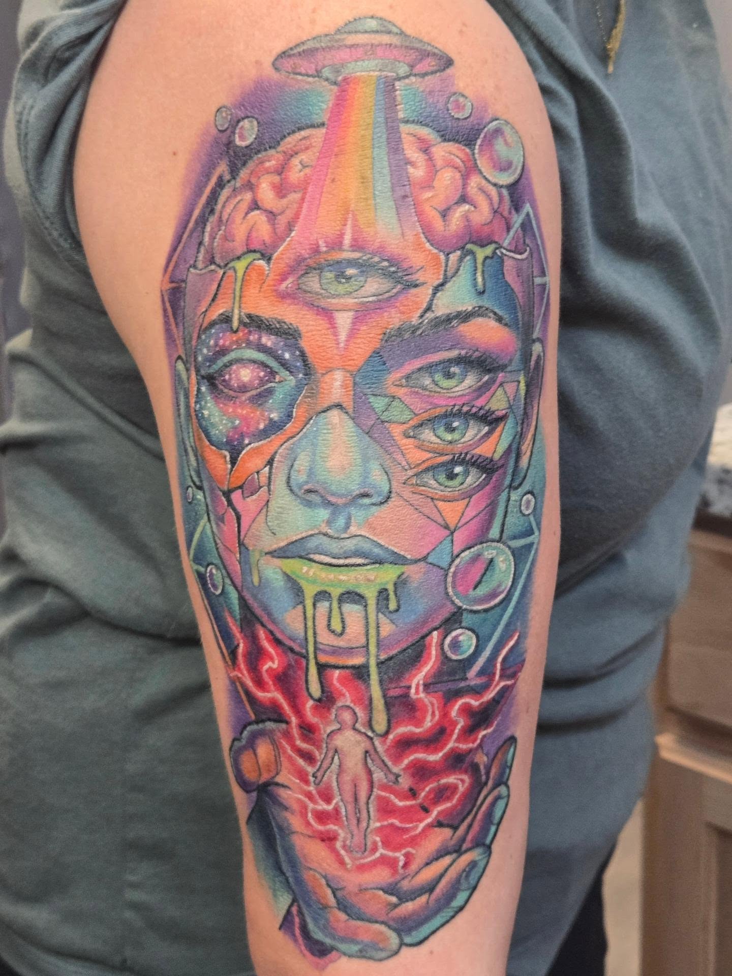 Tattoo by @beardsley_tattoos — geometric, surrealism