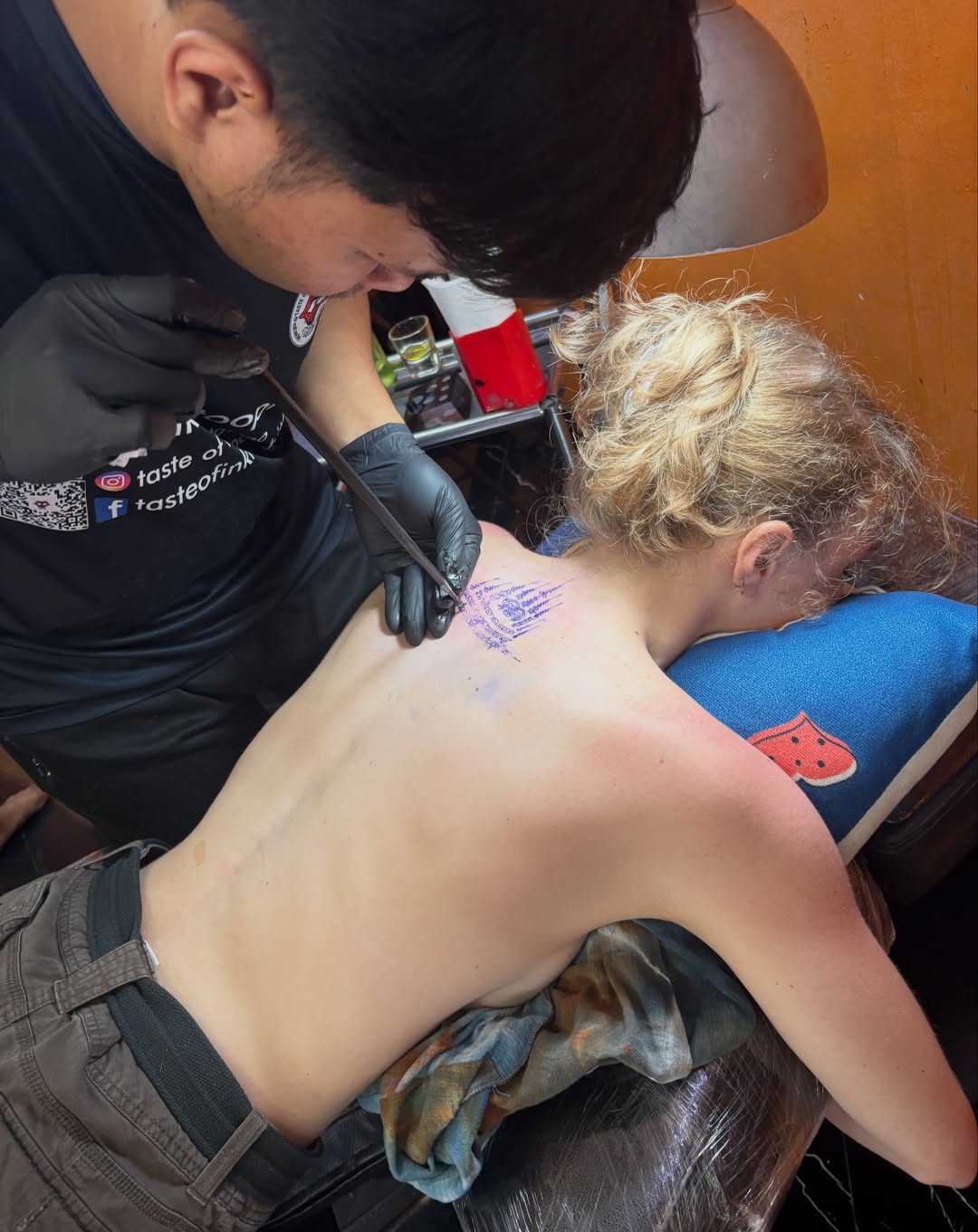 Script lettering lettering script tattoo on the back by Shannon, Cincinnati, Ohio
