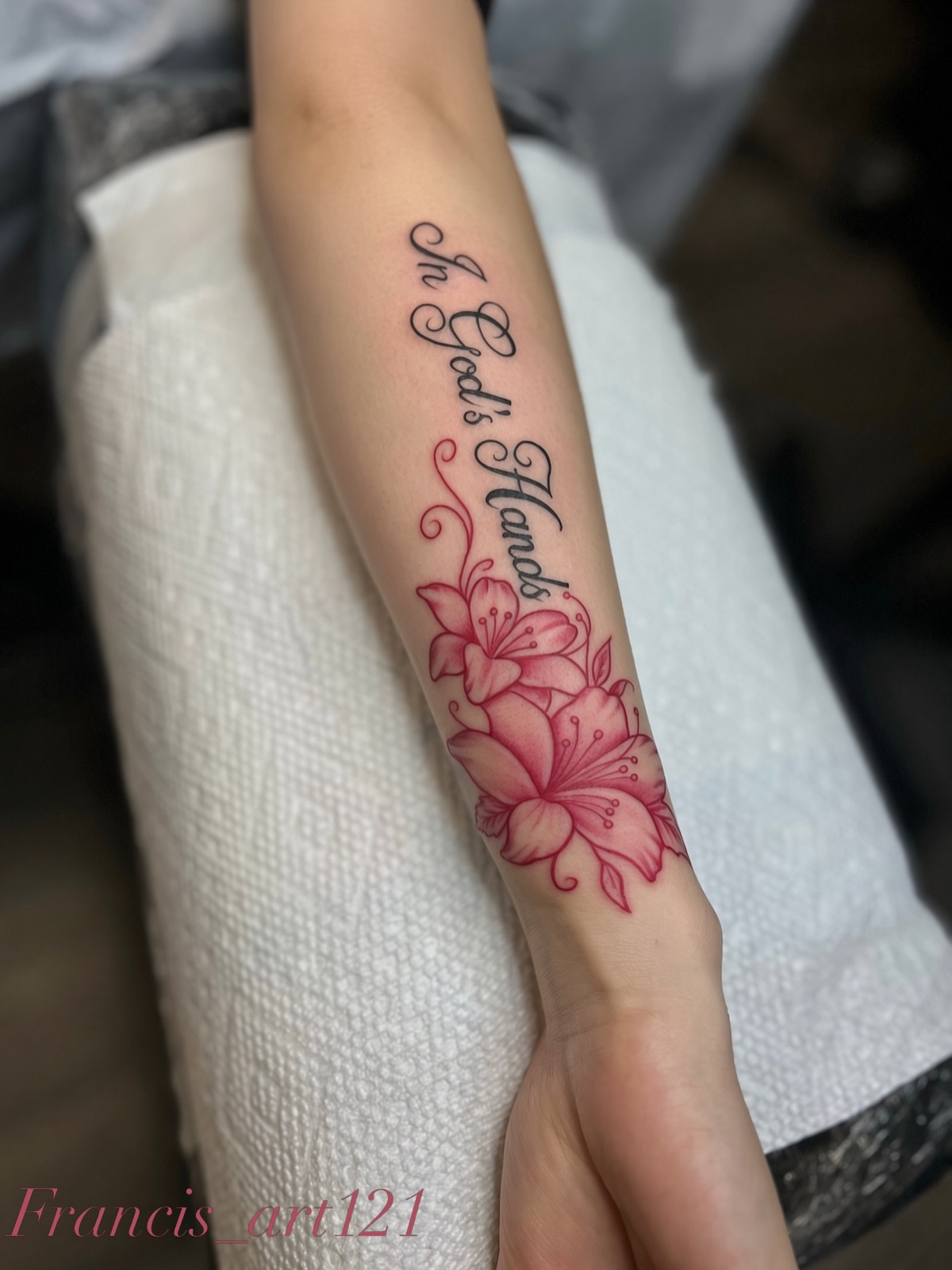 Tattoo by @francis_art121 — fine_line, lettering_script