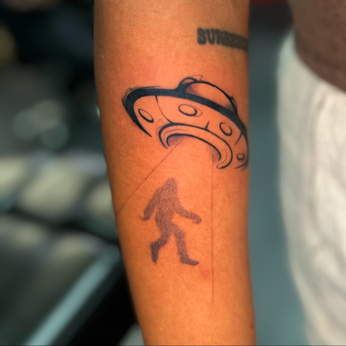 Tattoo by @crownandcrowtattoo — black_and_grey