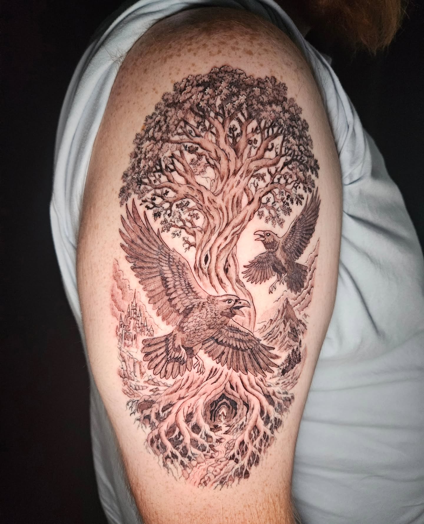 Tattoo by @carolynxriot.tattoos — realism, dotwork