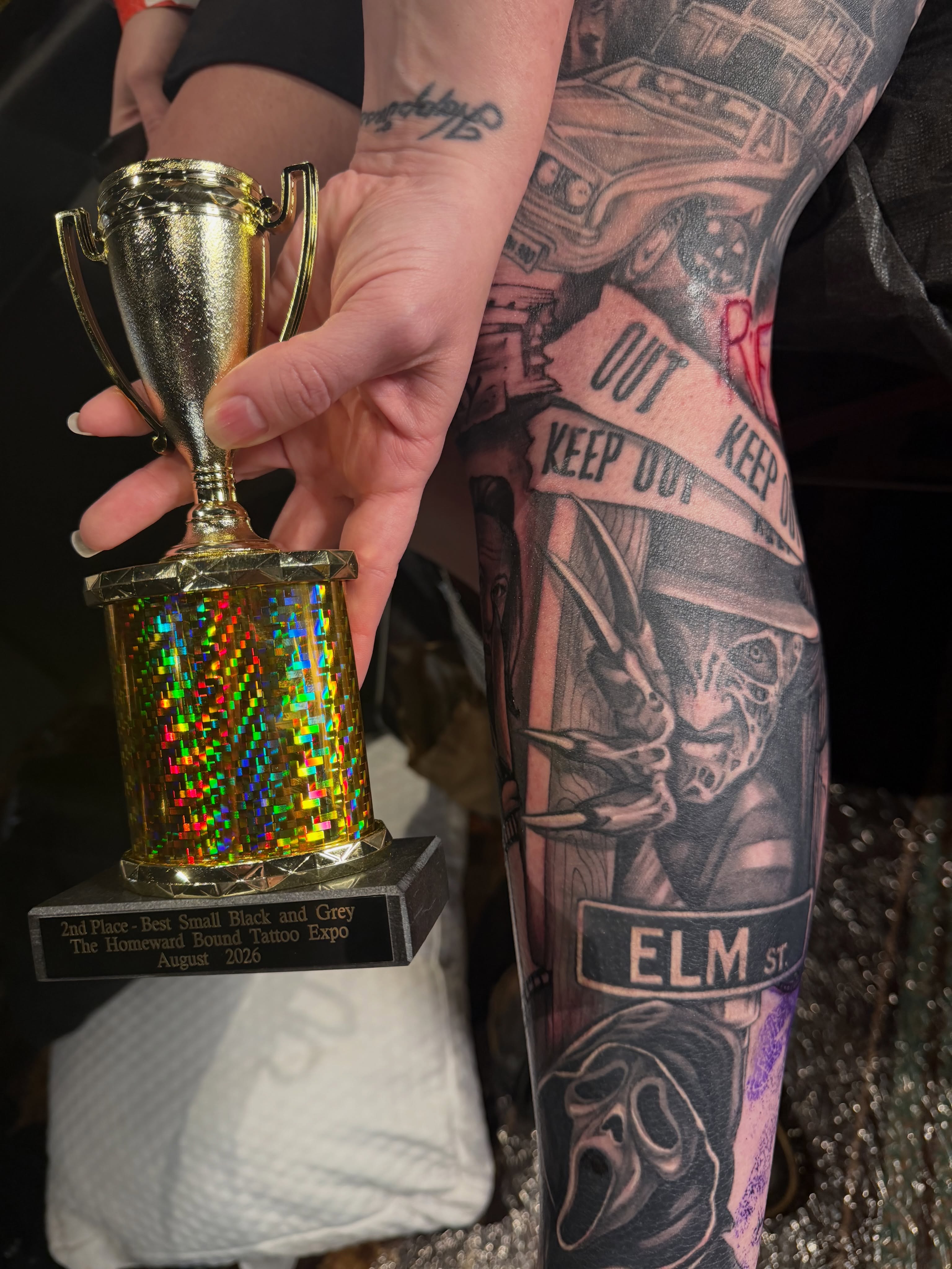 Horror movie characters realism tattoo on the forearm by Shae Sullivan