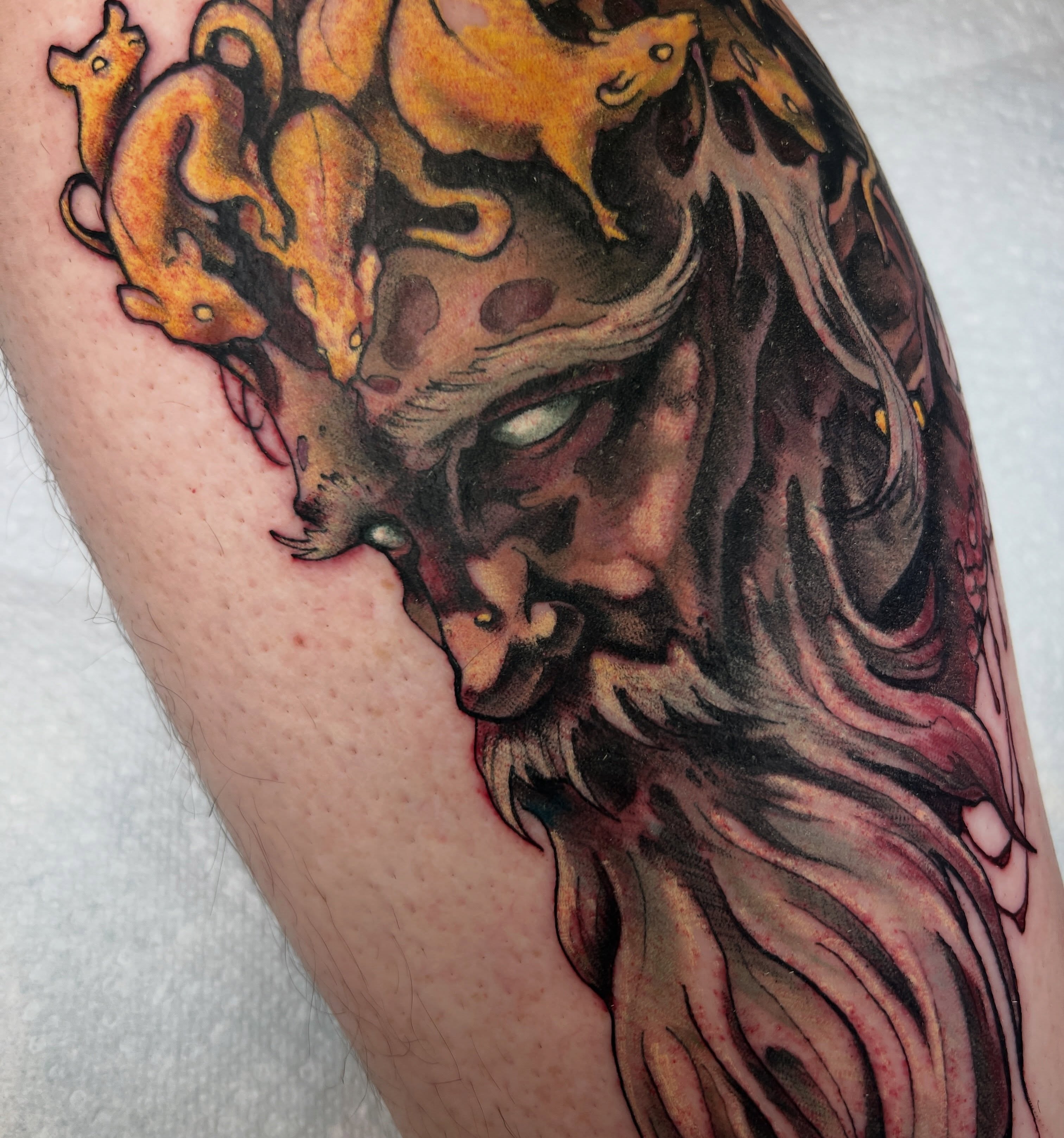 Medusa dark realism tattoo on the forearm by Kate Erso