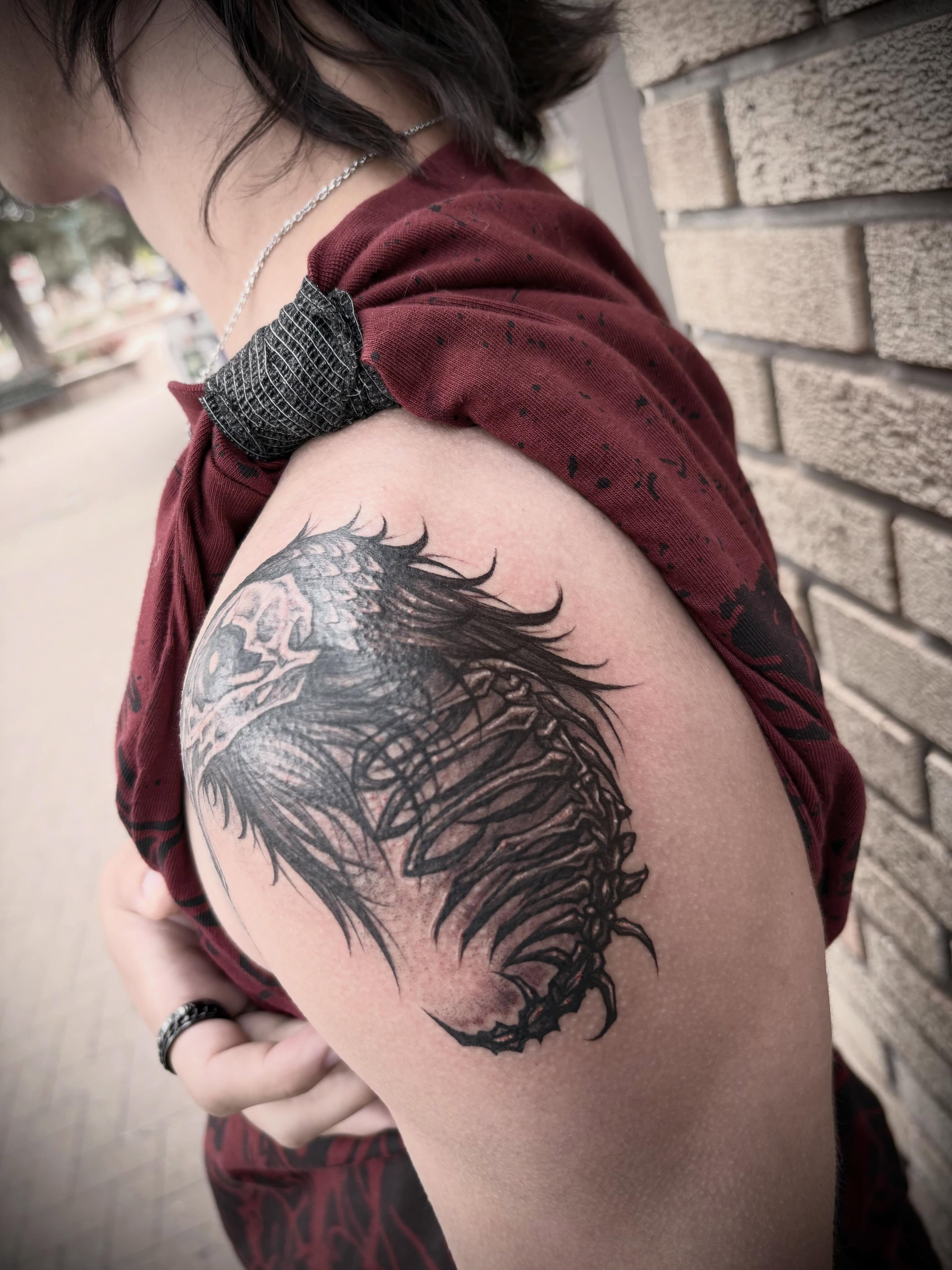Eagle black and grey tattoo on the shoulder by ๐ท๐๐๐๐