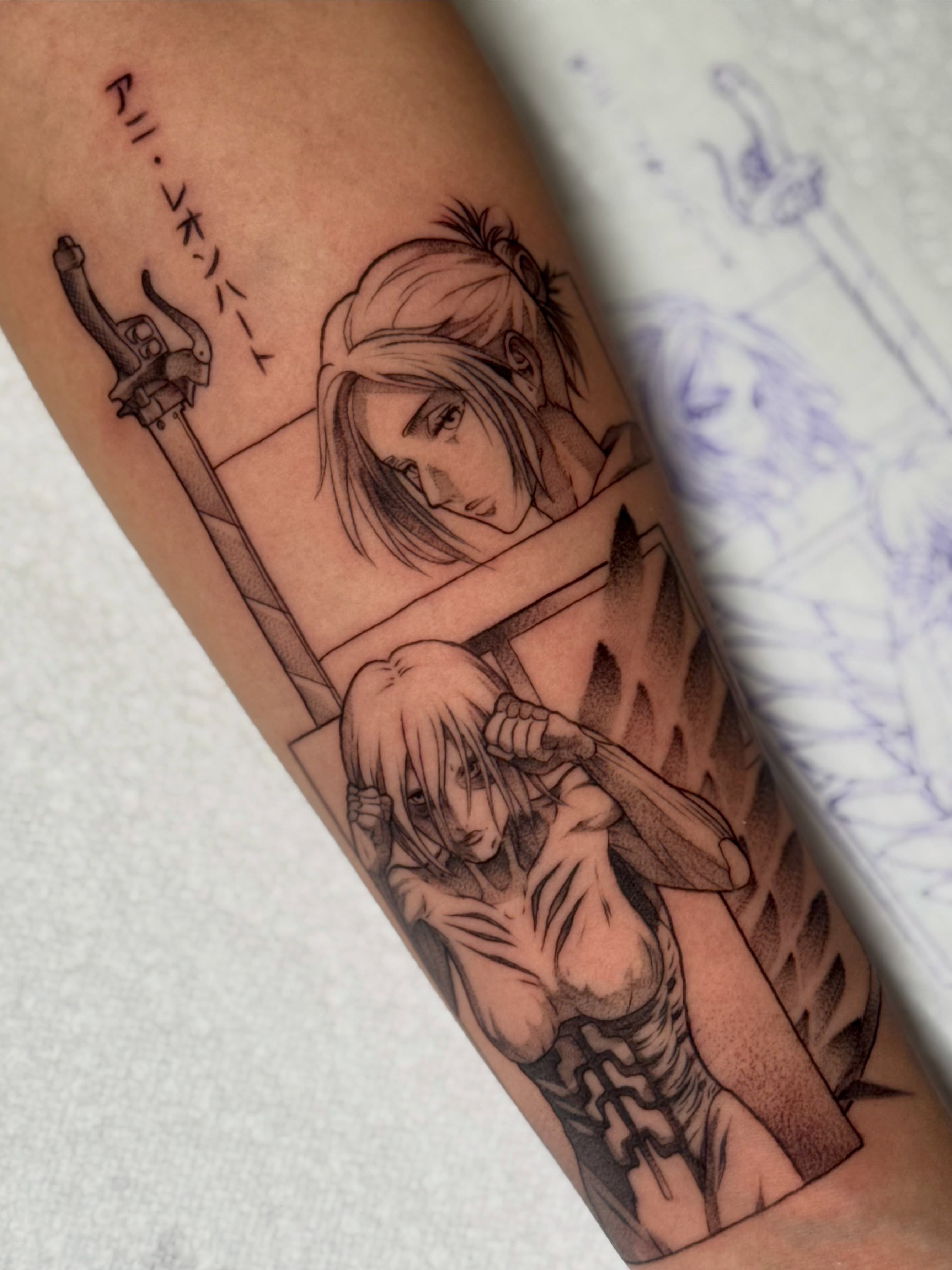 Anime characters anime tattoo on the forearm by 🗡️Abi🗡️
