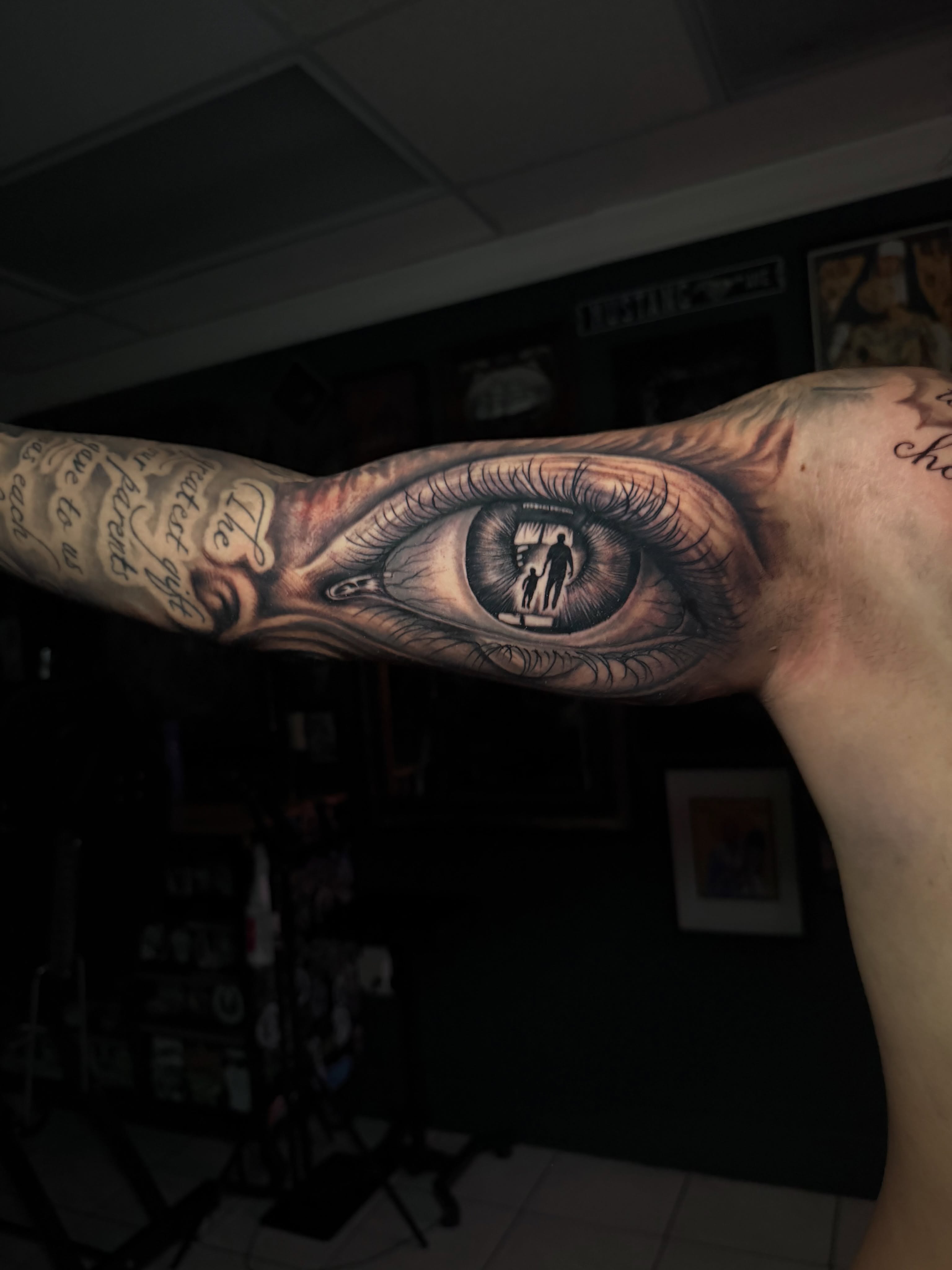 Eye realism tattoo on the forearm by Alex