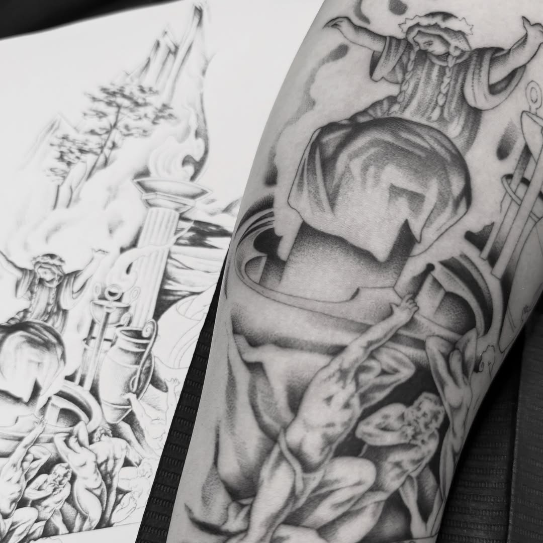 Religious scene realism tattoo on the forearm by โพ ๐
๐ฏ๐ฆ ๐๐ฌ๐ด๐ข๐ฏ๐ฐ โพ