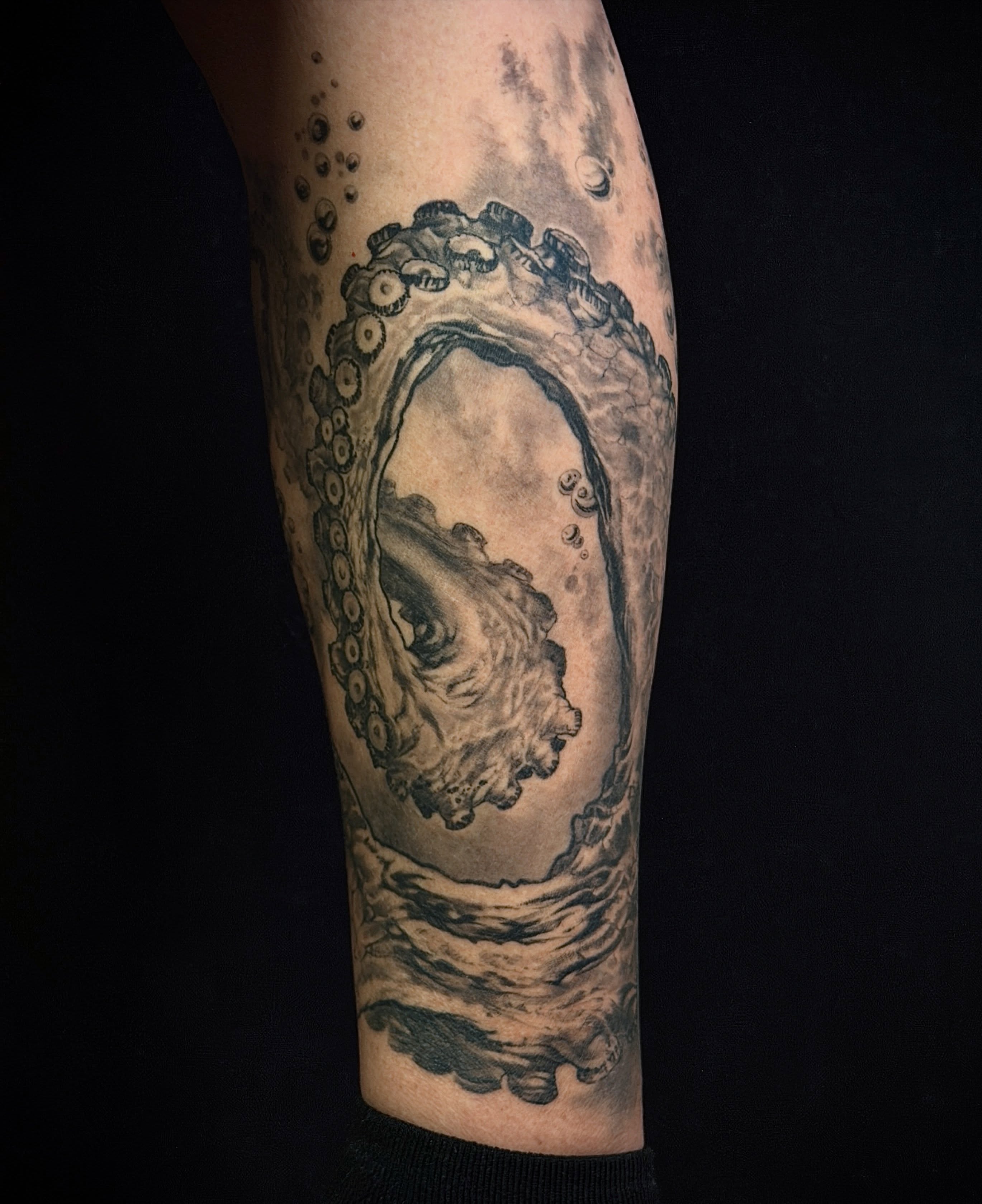 Wave realism tattoo on the forearm by Deanne KARI Barba, Las Vegas, Nevada