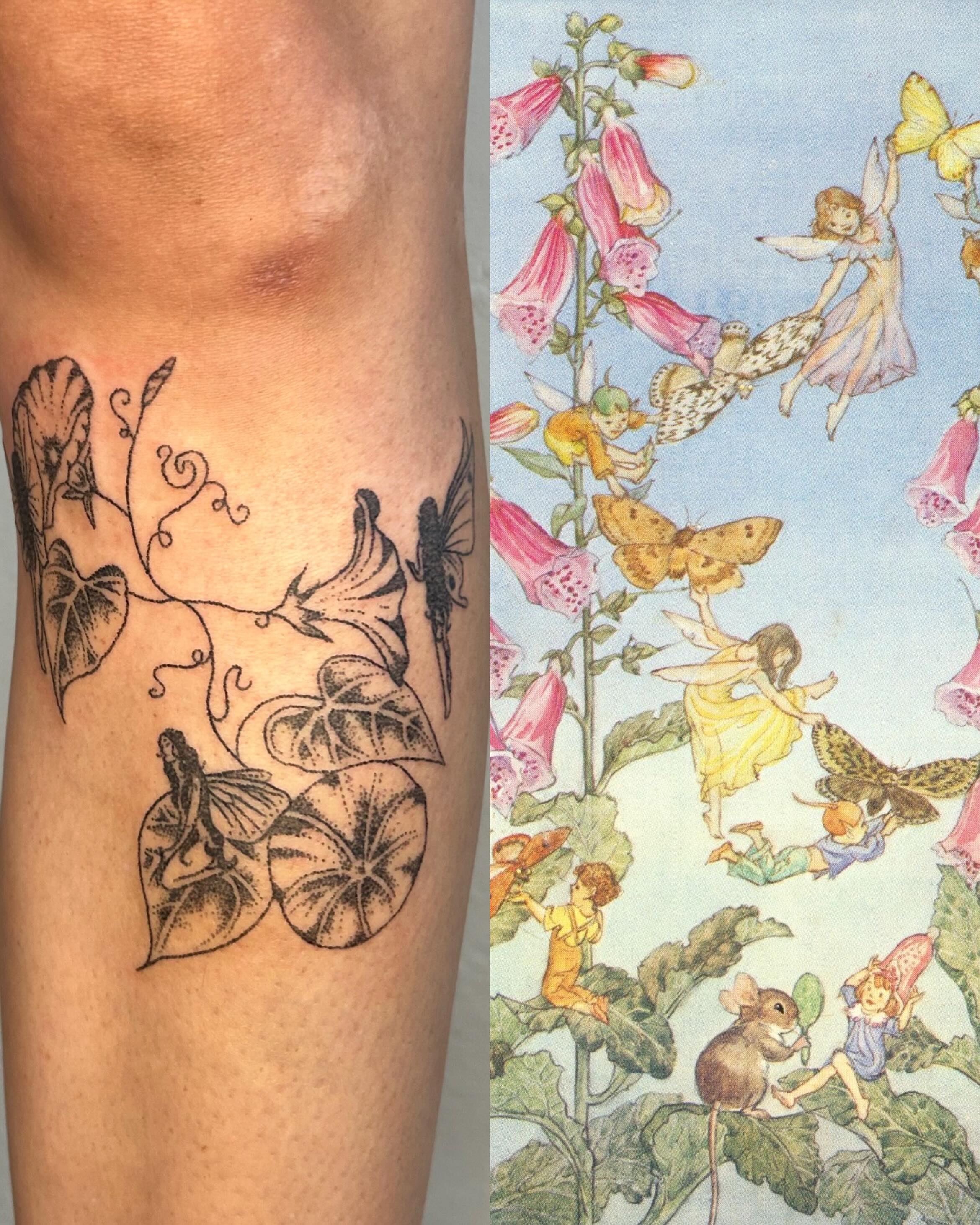 Fairy and butterfly black and grey tattoo on the forearm by ˙⋆✮⋆˙‧₊˚✧ sophie ✧˚₊‧˙⋆✮⋆˙