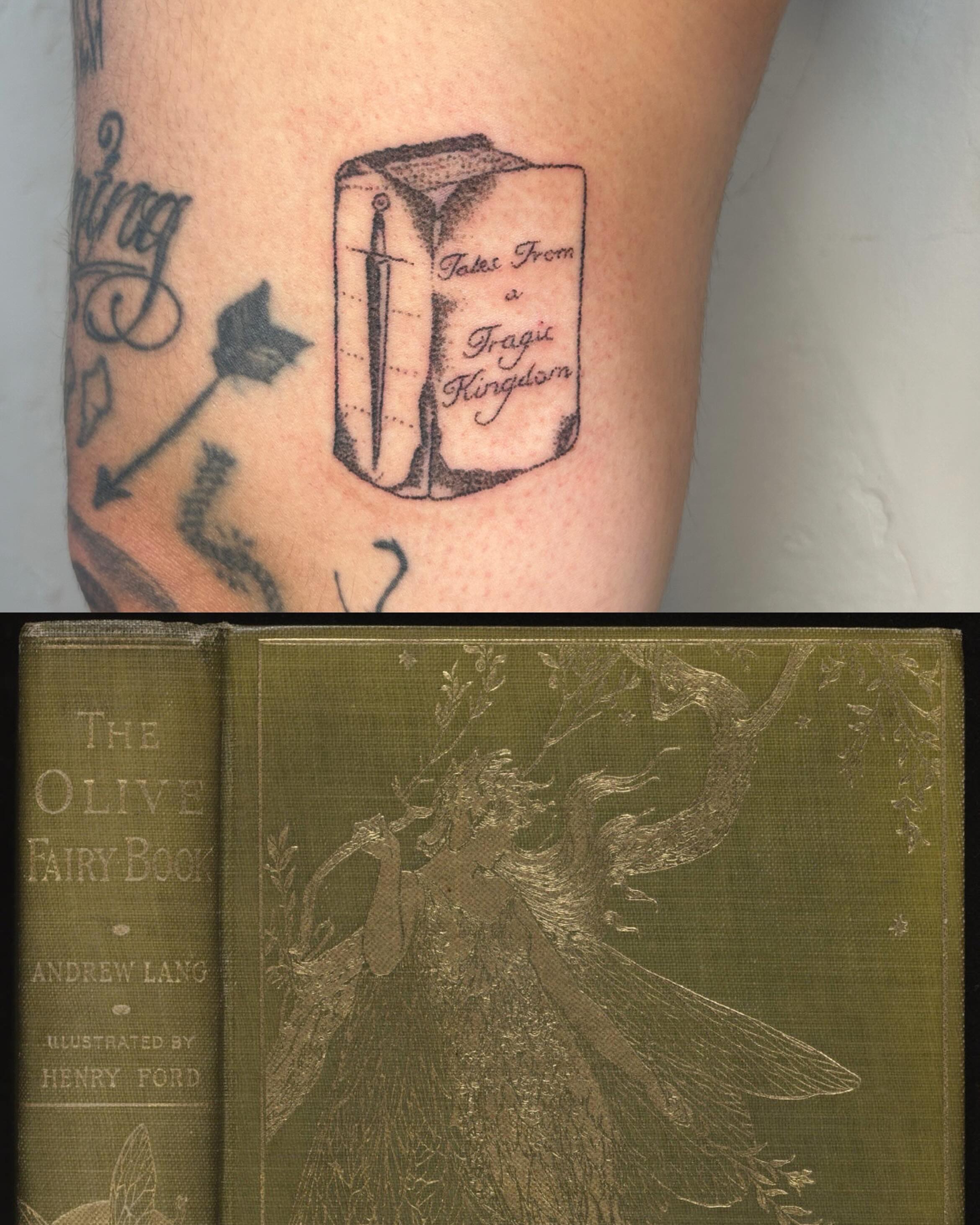 Book cover black and grey tattoo on the forearm by ˙⋆✮⋆˙‧₊˚✧ sophie ✧˚₊‧˙⋆✮⋆˙