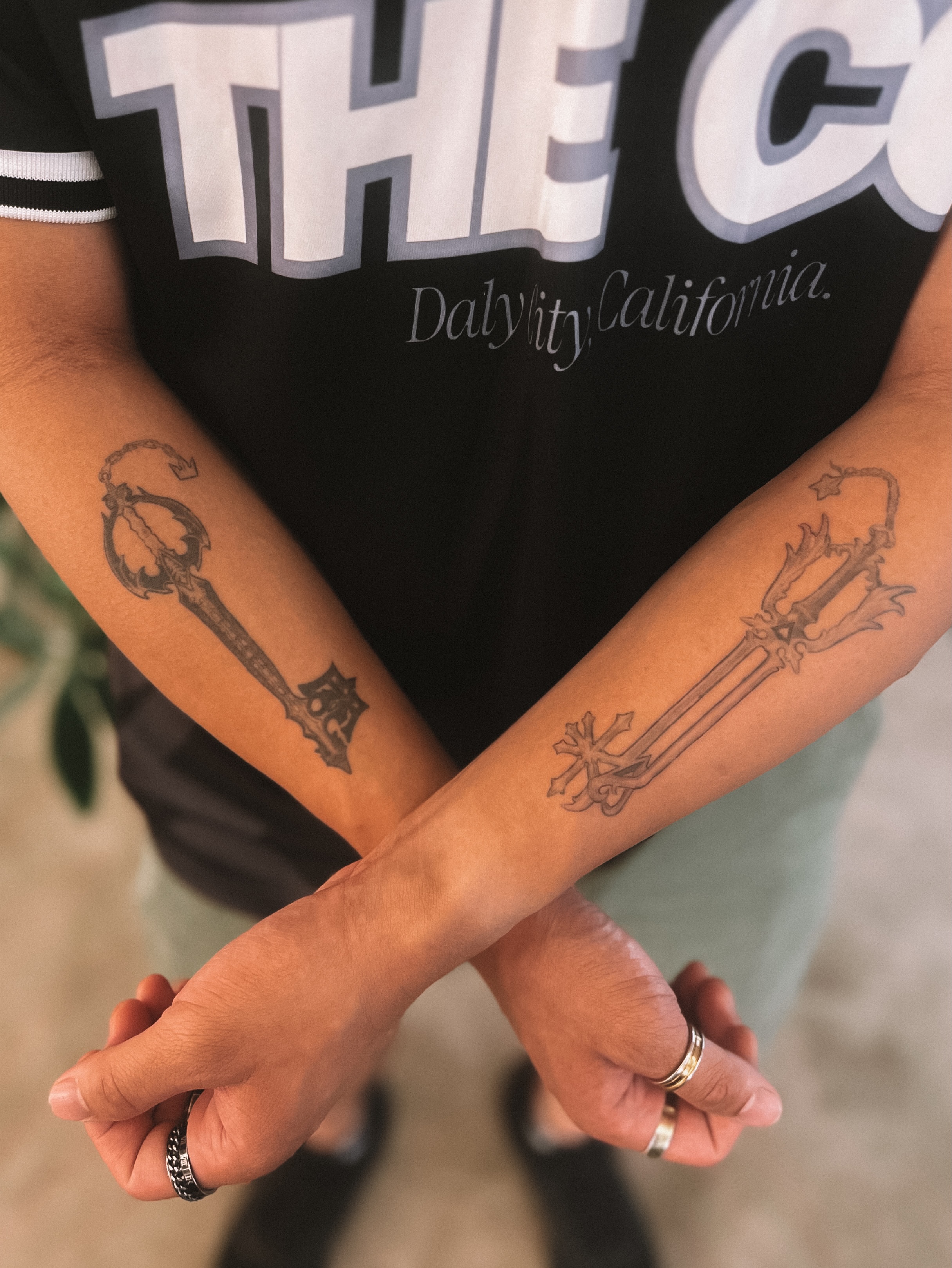 Key black and grey tattoo on the forearm by sebs phạm, Los Angeles, California