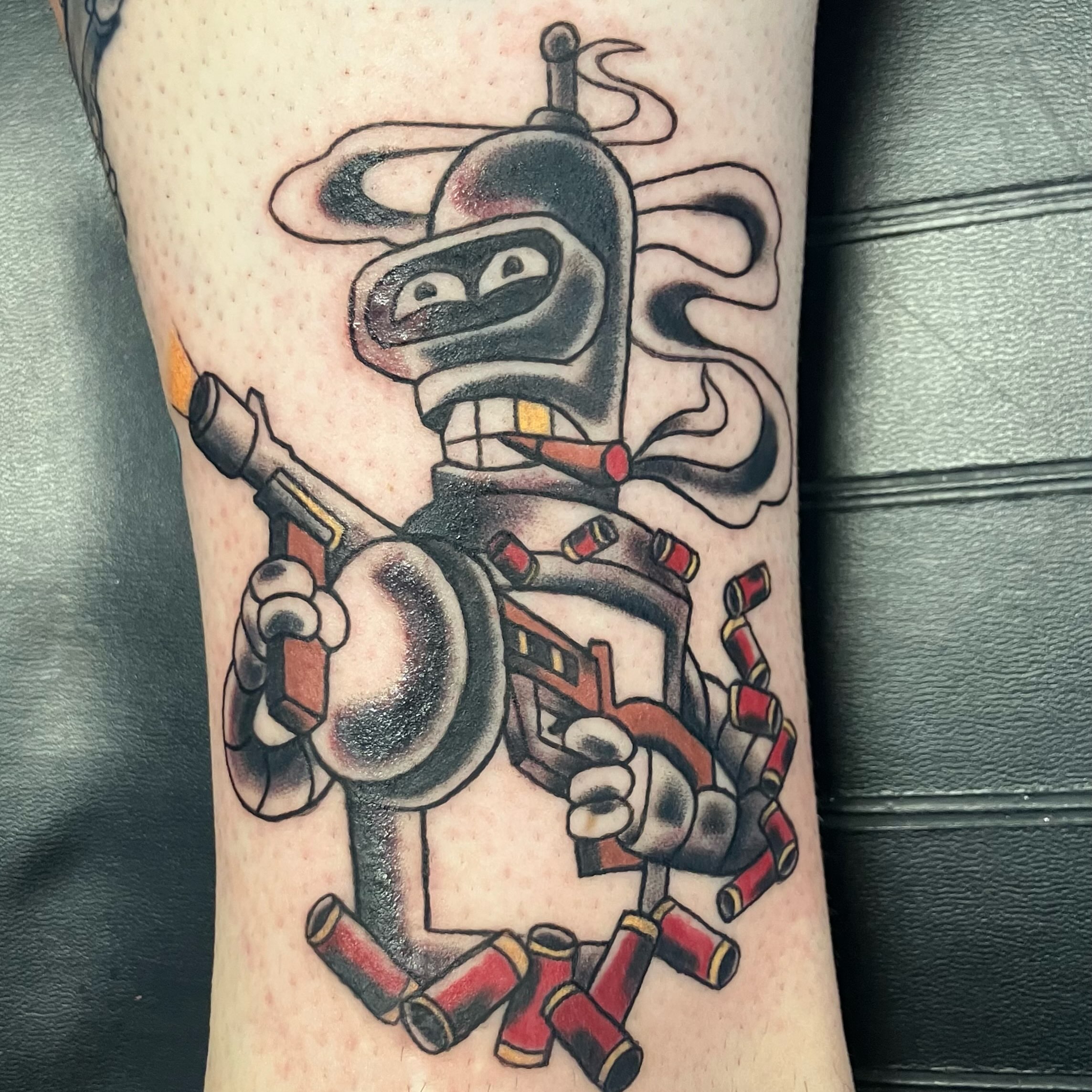 Robot new school tattoo on the forearm by Bryant Johnson