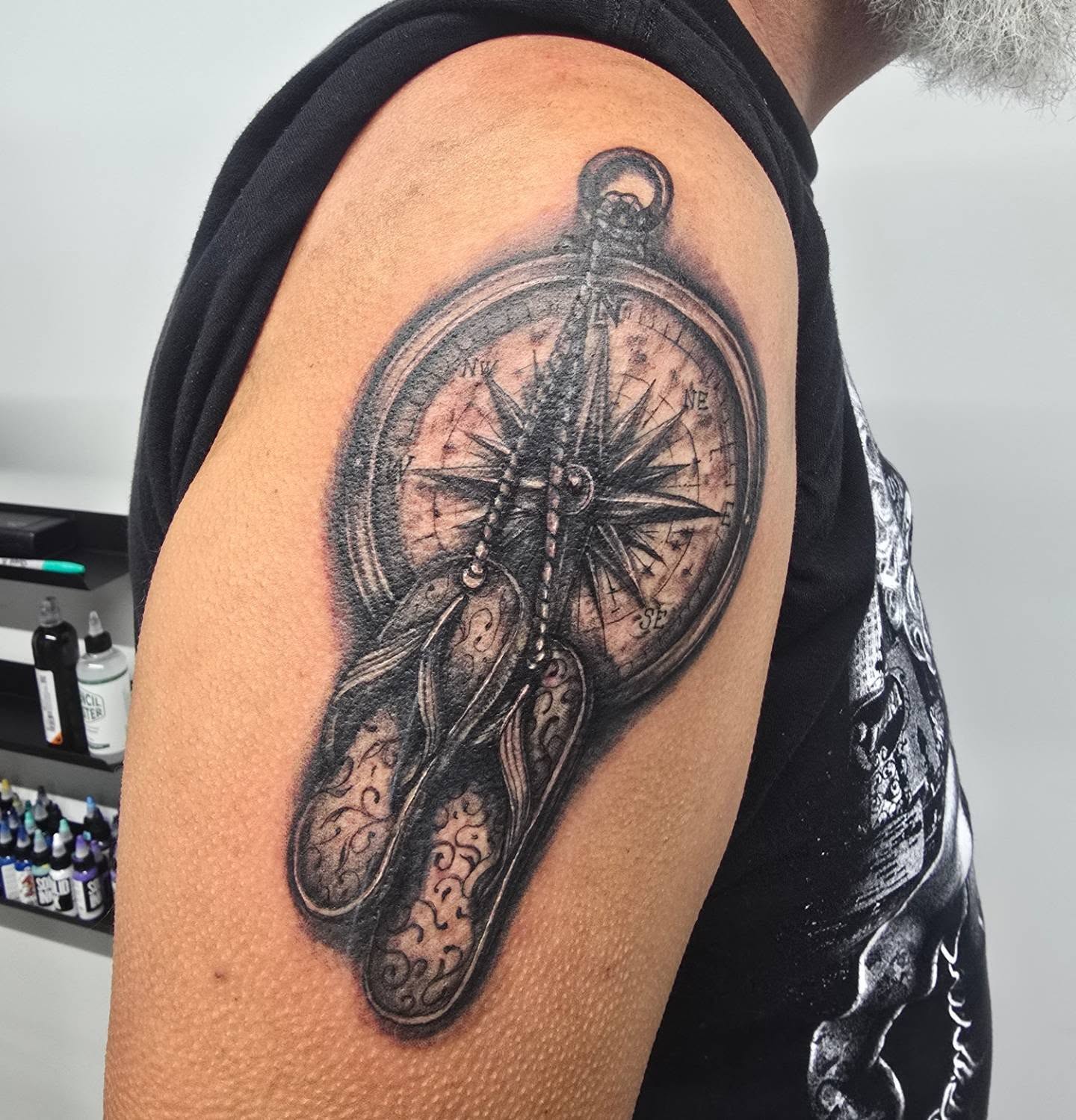Tattoo by @tatpandaink — black_and_grey, realism
