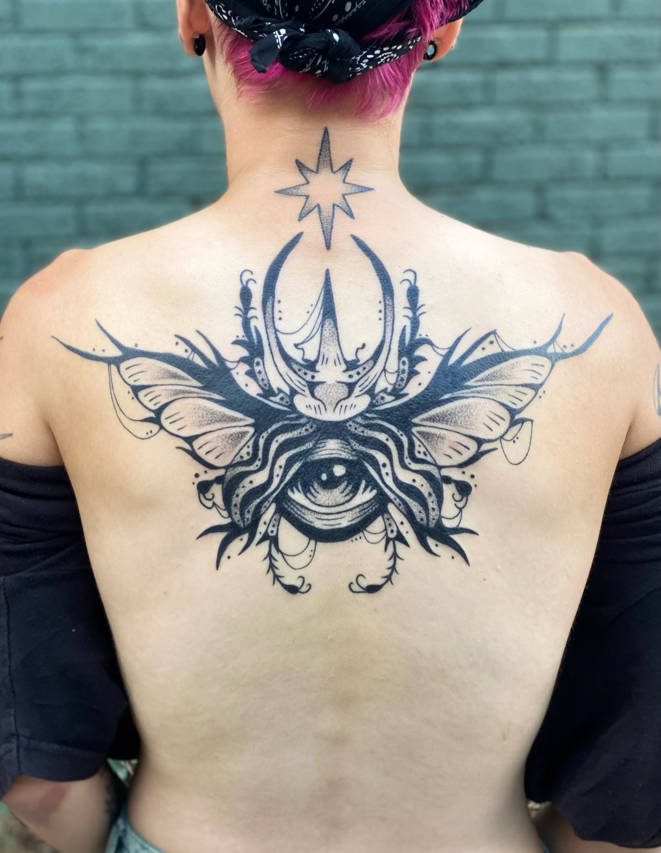 Tattoo by @lemonboyinks — dotwork, geometric