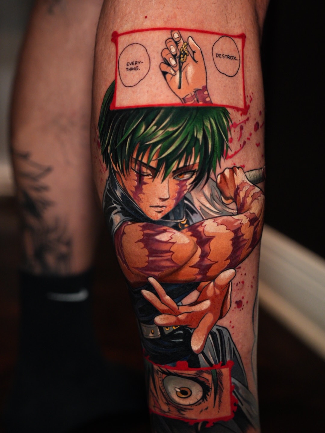Eren Yeager anime tattoo on the forearm by CRISTIAN AMORES シ