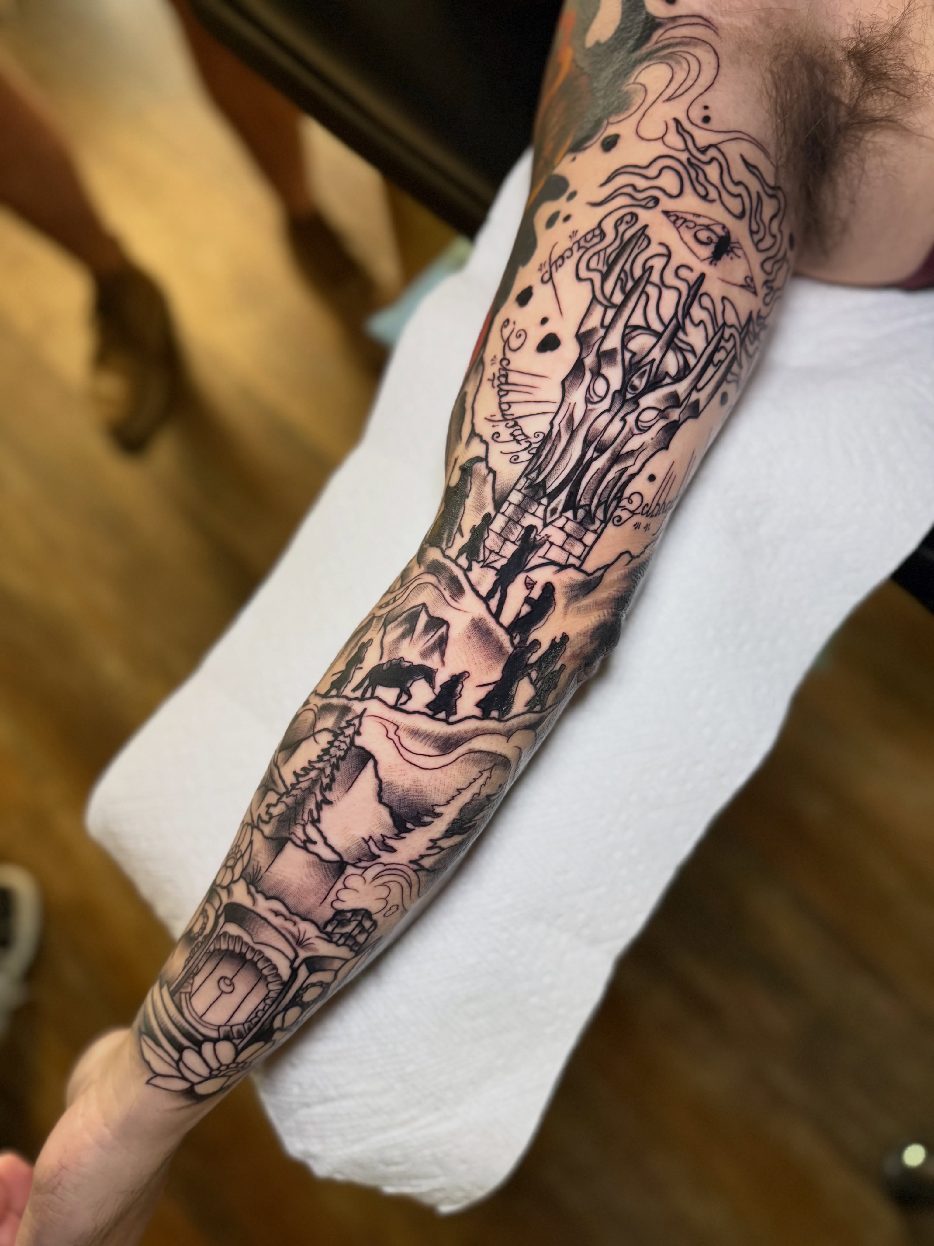 Tattoo by @trashcattattoos — black_and_grey, realism