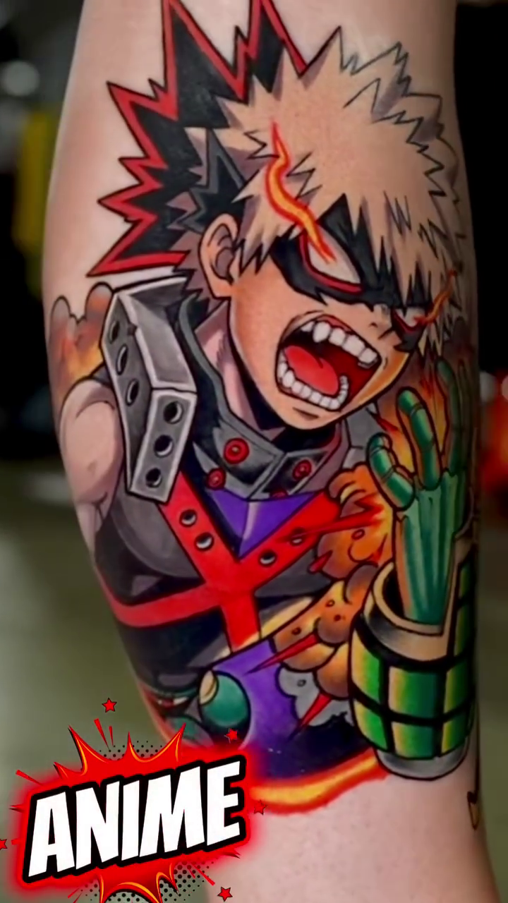 Bakugo from My Hero Academia anime tattoo by Dharma.tattoo