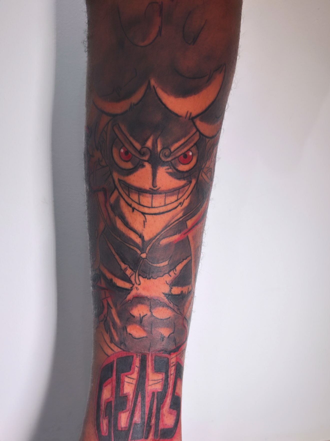 Anime character anime tattoo on the forearm by Anthony Washington, Atlanta, Georgia