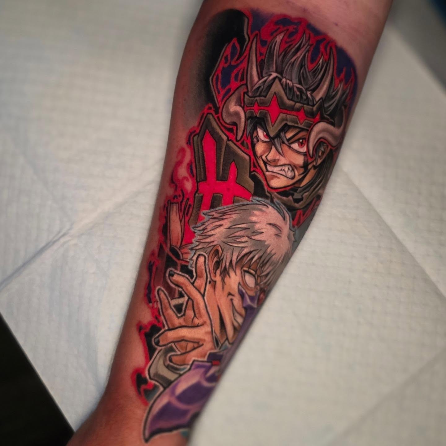 Anime characters anime tattoo on the forearm by coryhandtattoos, Maryville, Tennessee