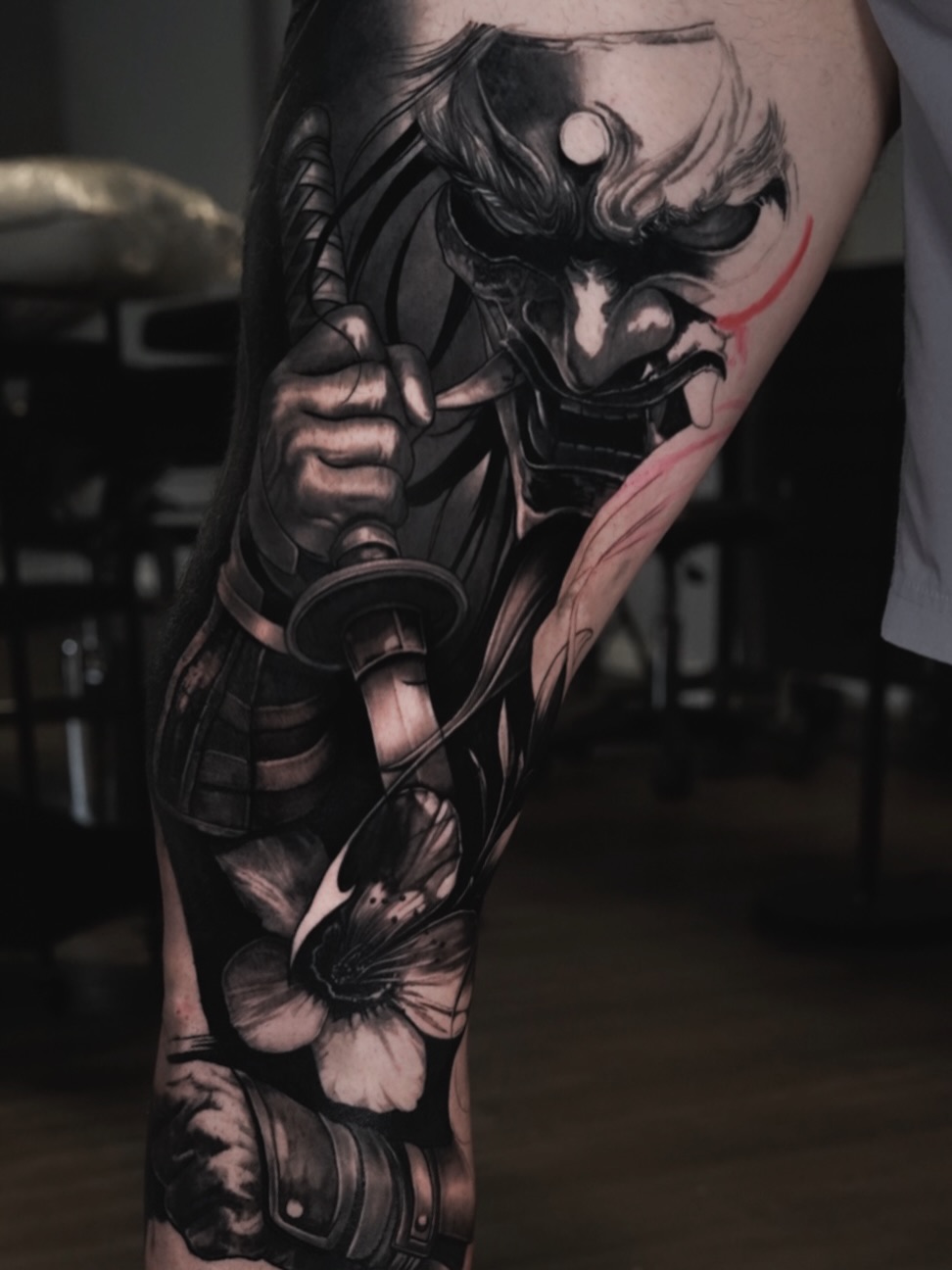 Samurai warrior realism tattoo on the forearm by Kasey Gonzalez, Bel Air, Maryland