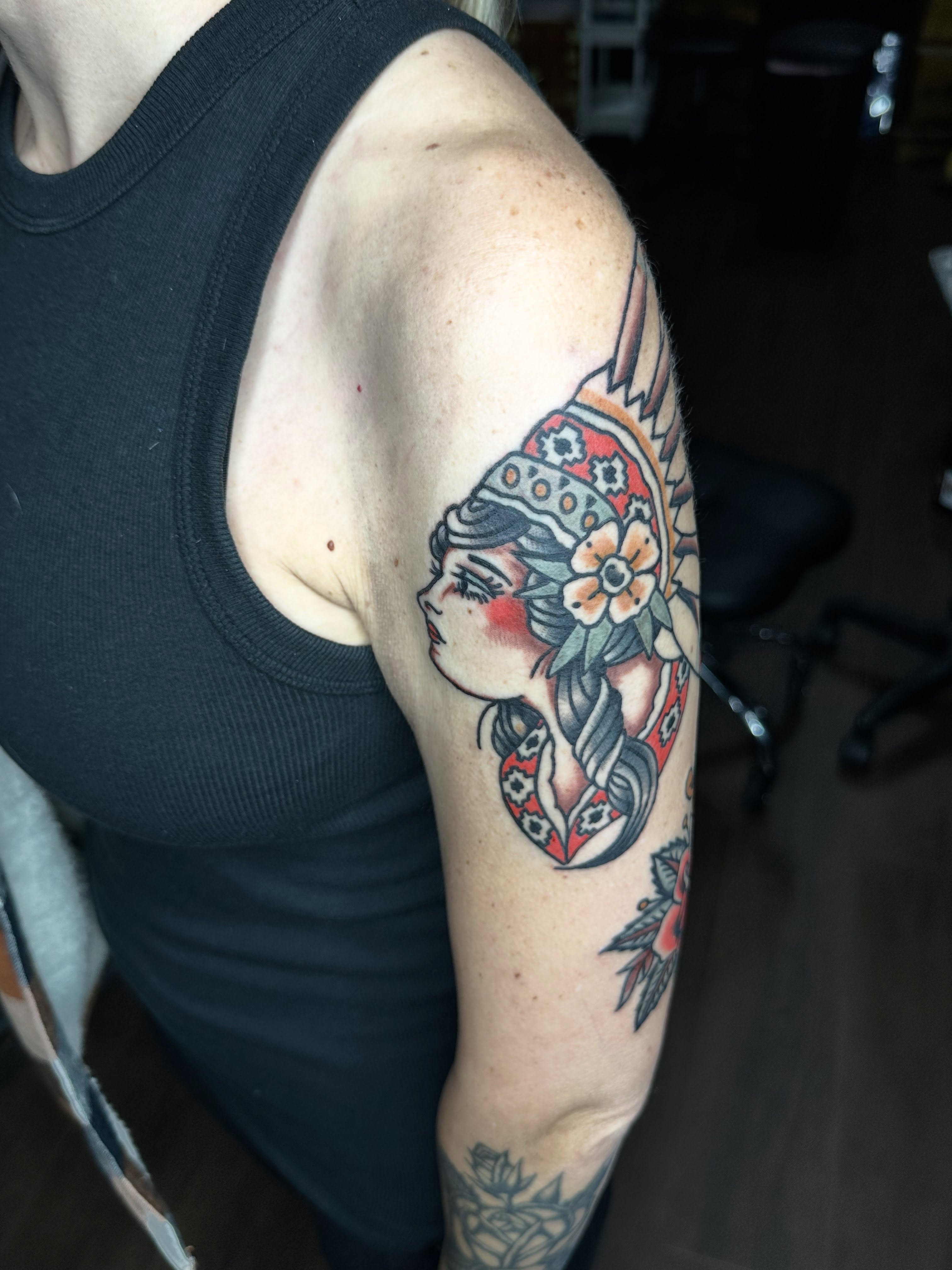 Tattoo by @galena.tattooer — american_traditional, dotwork