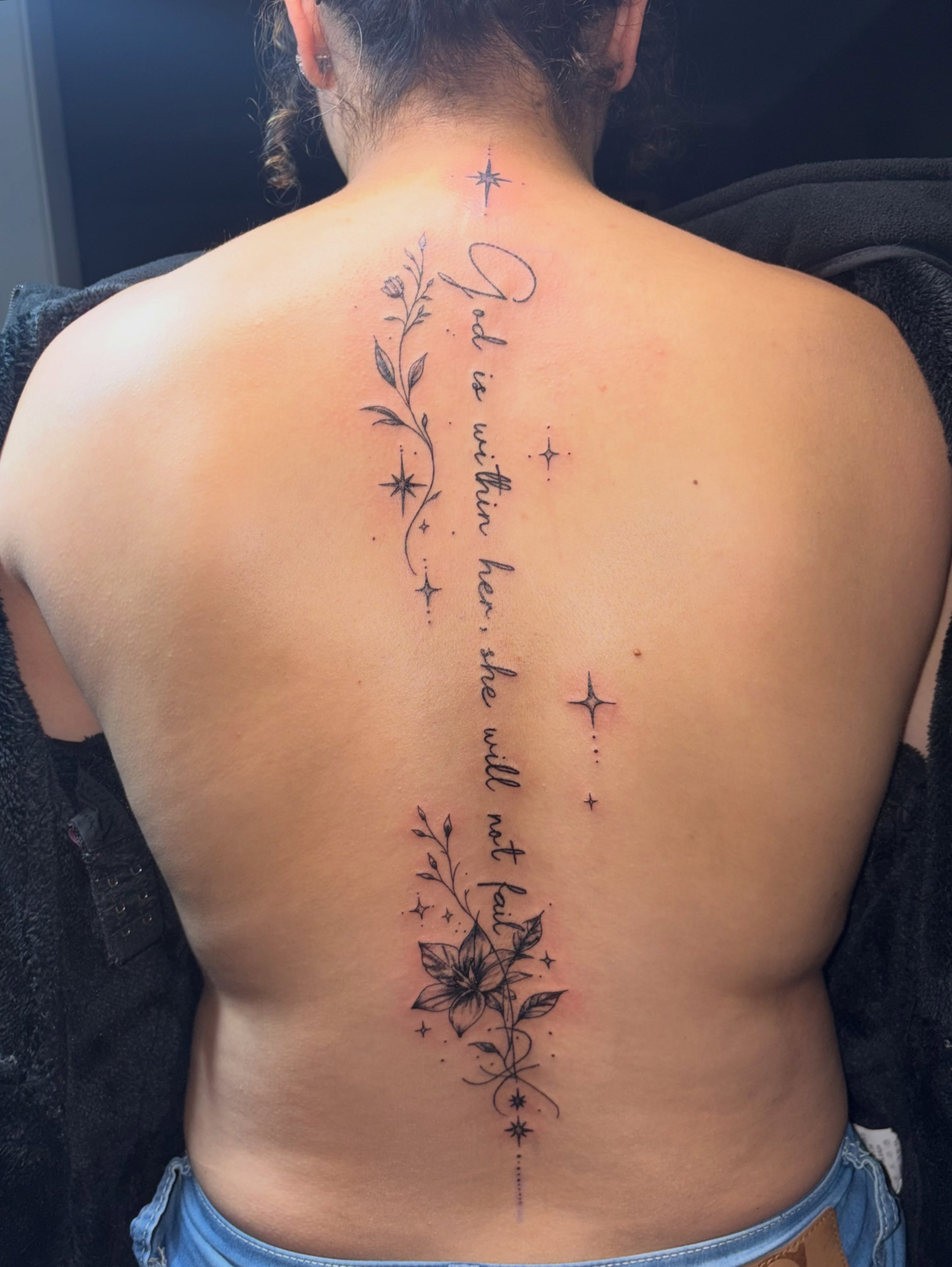 Script lettering lettering script tattoo on the back by 216 Tattoos 🥰