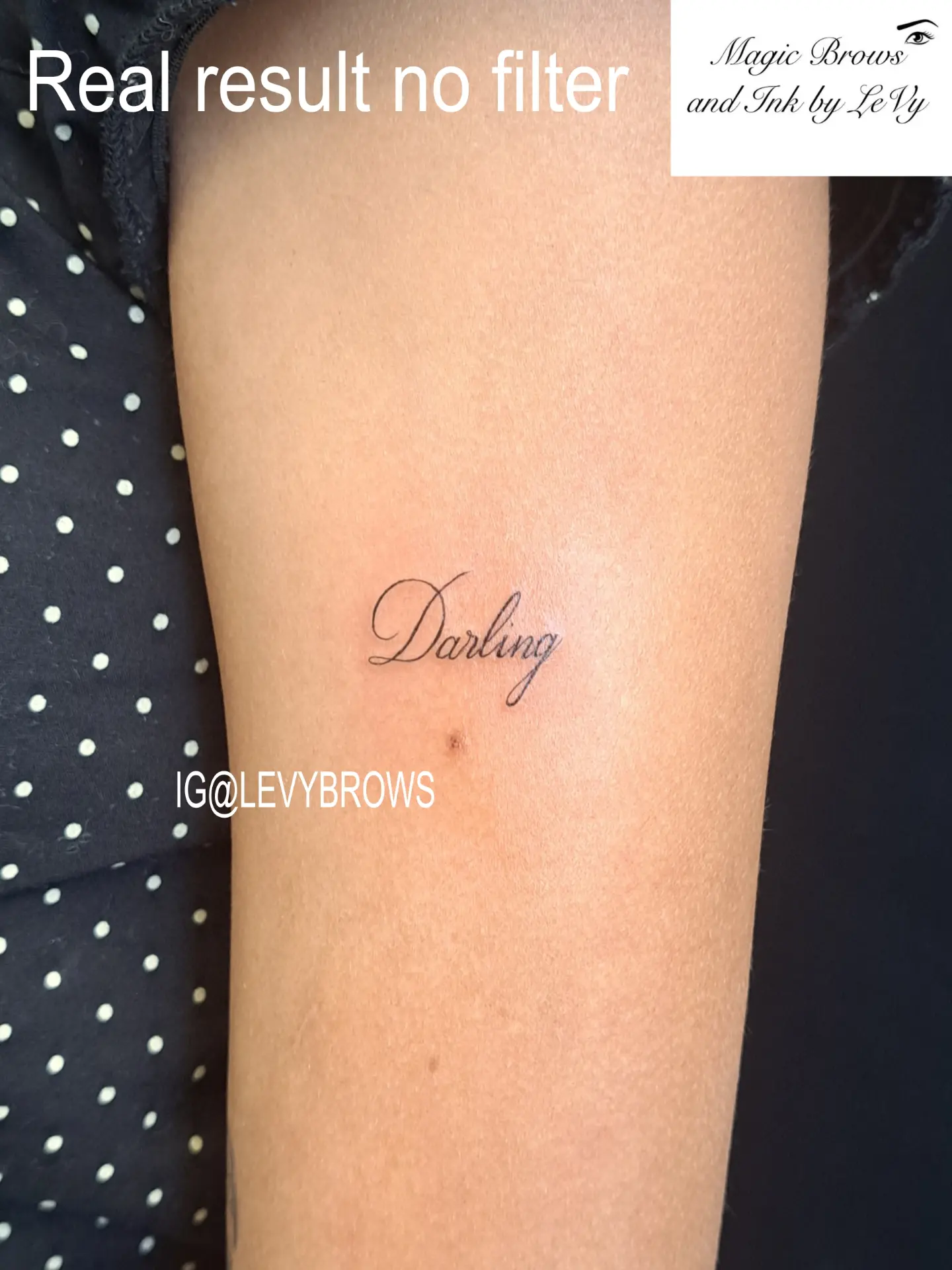 Tattoo by @levybrows — lettering_script