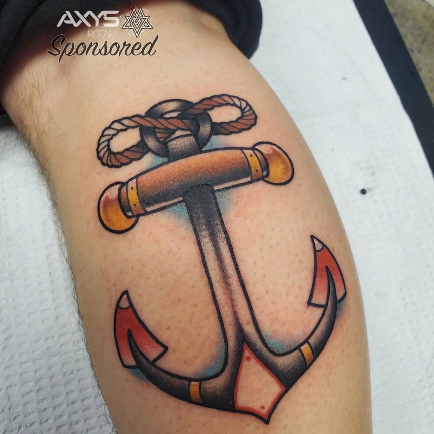 Anchor American traditional tattoo on the forearm by Cameron Mills - Tattoo artist