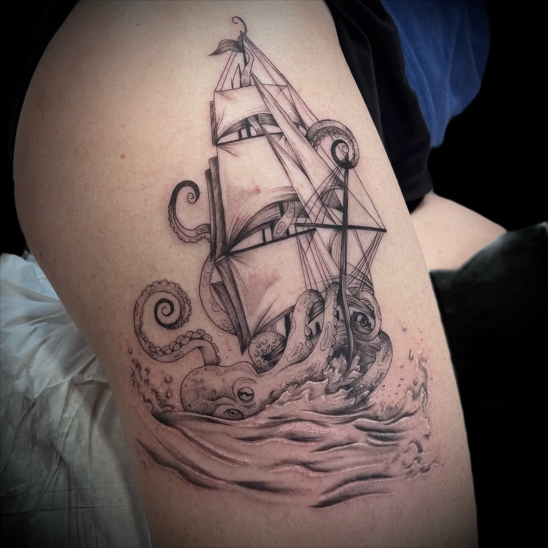 Tattoo by @uglyrileytattoo — black_and_grey, realism