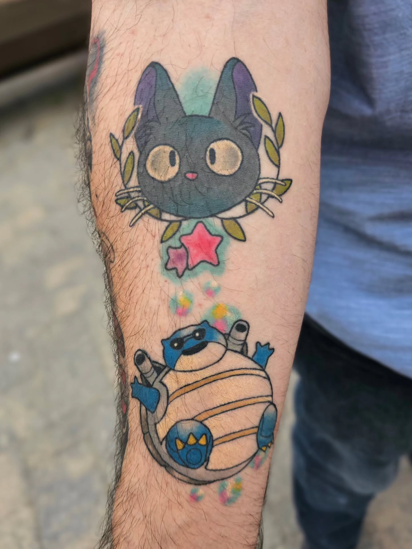 Tattoo by @alexalachutatattoos — dotwork, anime