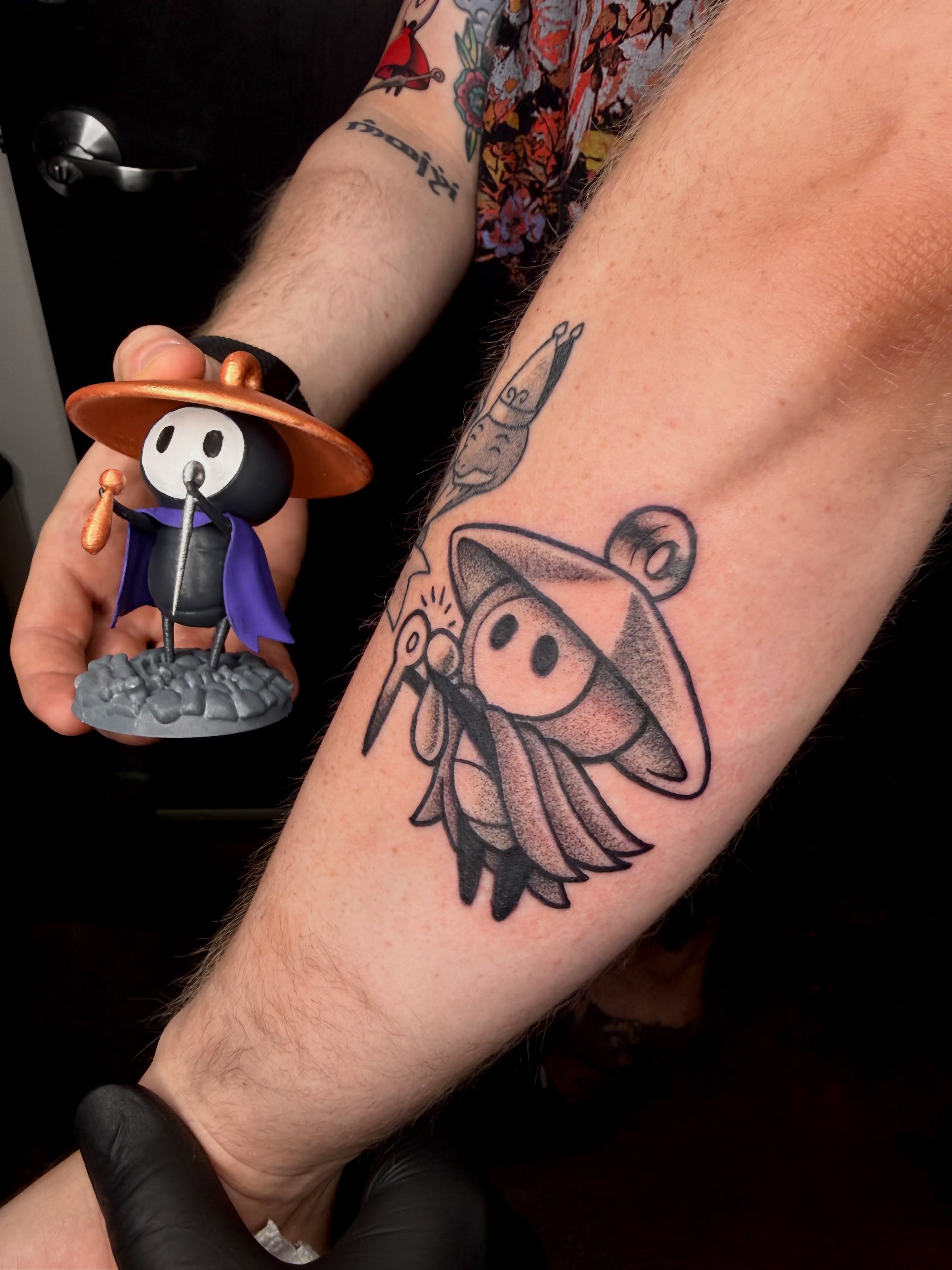 Witch dotwork tattoo on the forearm by Jezza Munson