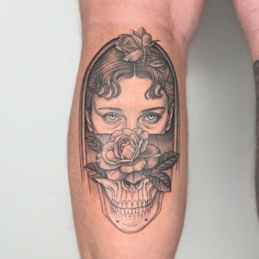 Tattoo by @sailorose_ — dotwork, realism