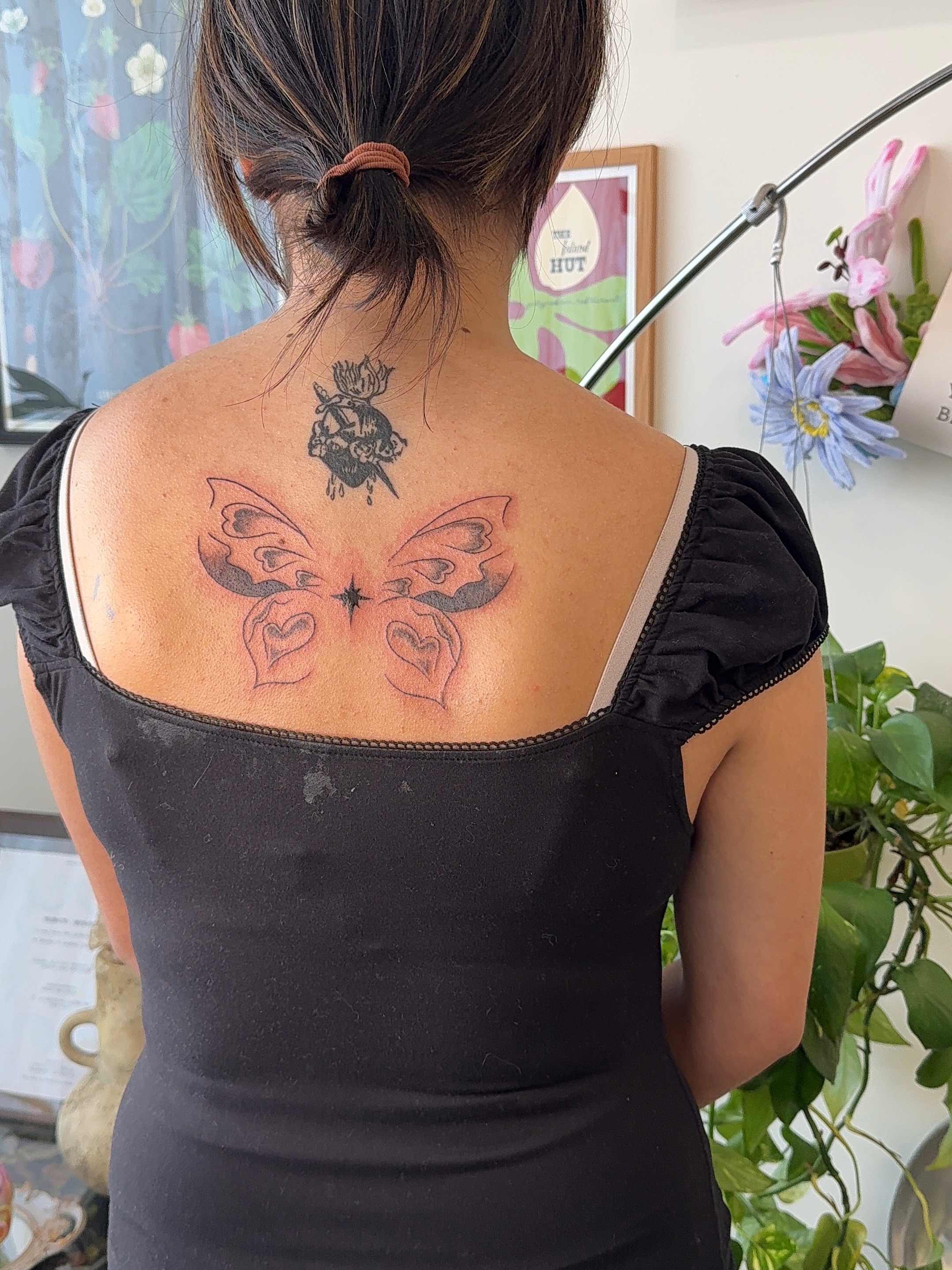 Butterfly geometric tattoo on the back by nova ♡ˎˊ˗ tattoo apprentice