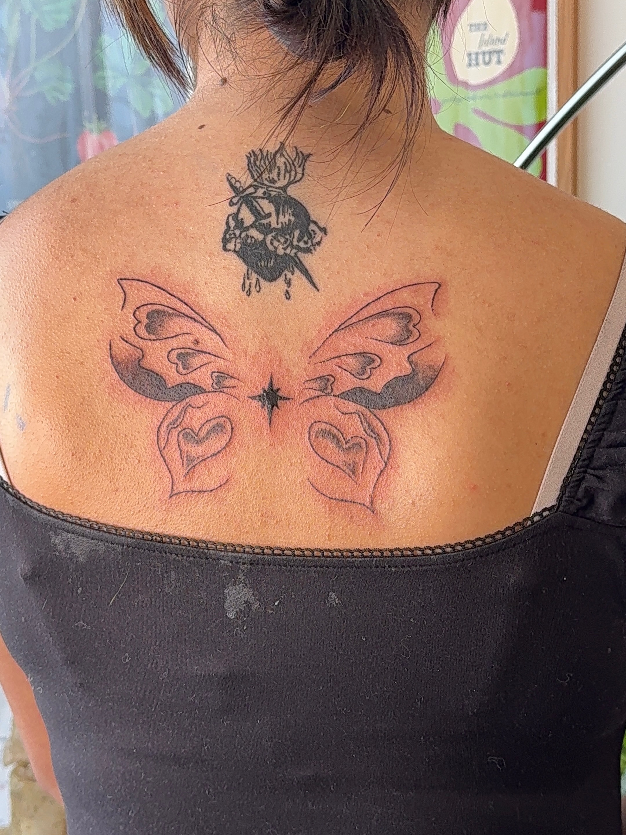 Butterfly black and grey tattoo on the back by nova ♡ˎˊ˗ tattoo apprentice