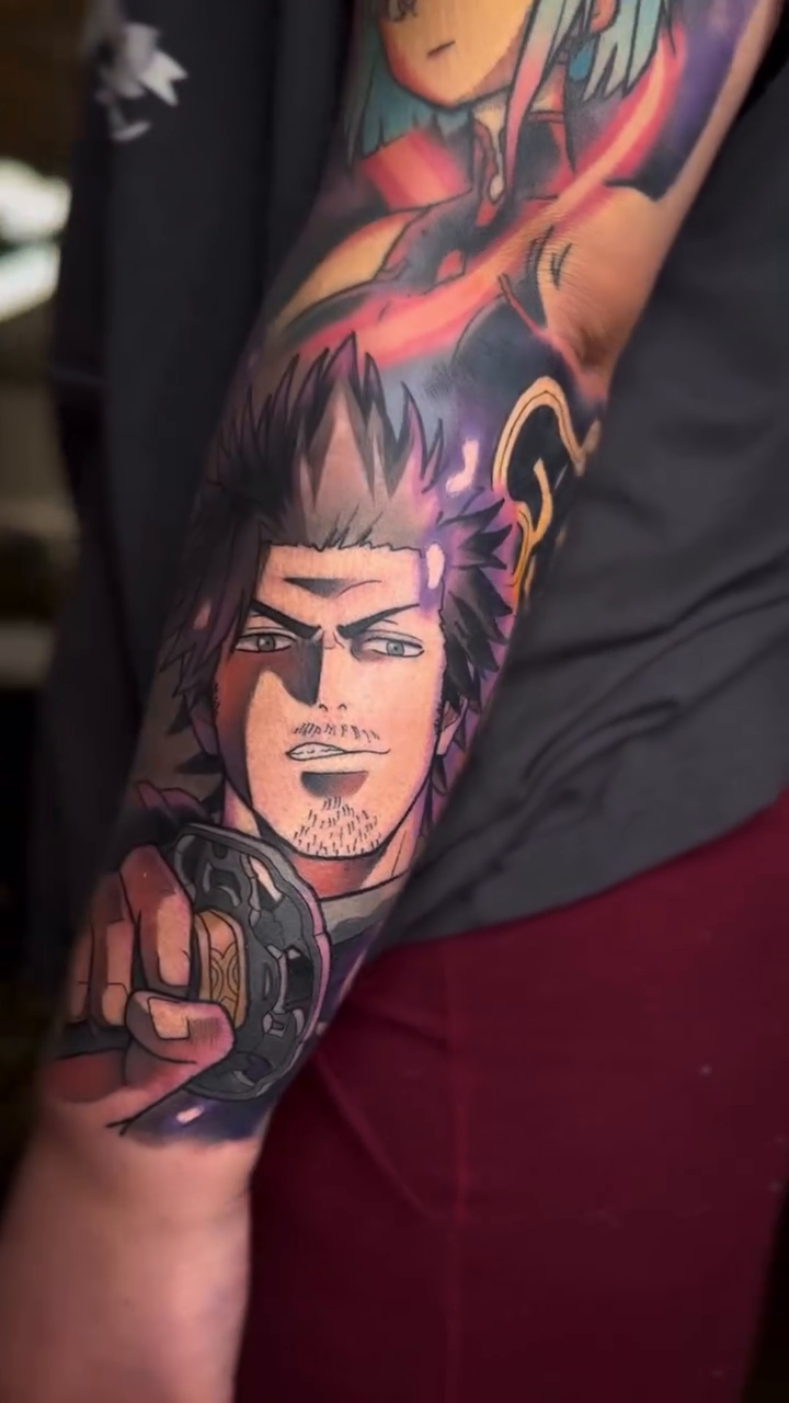 Anime character anime tattoo by Hades cabrera, Richmond, Virginia