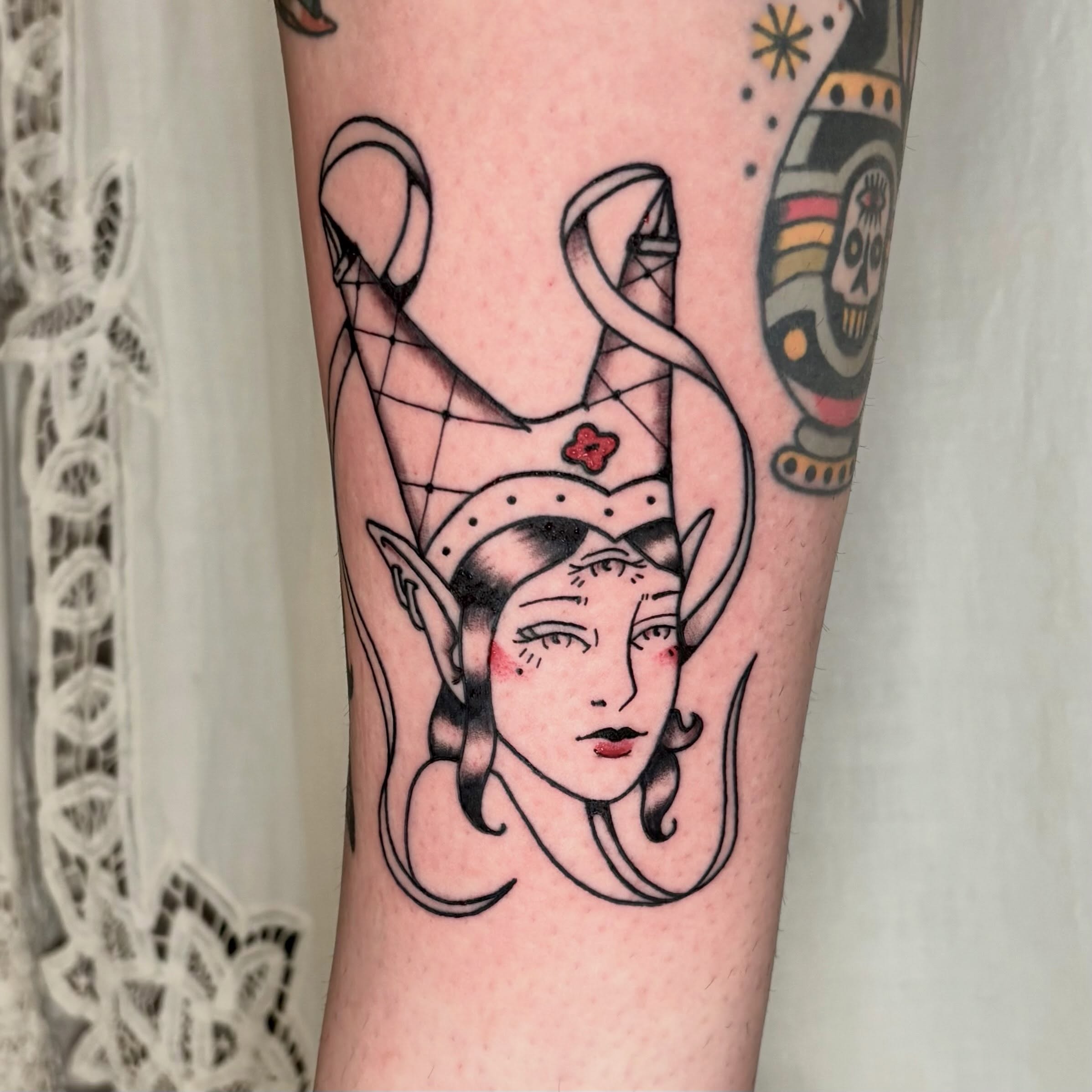 Tattoo by @threethornstattoo — american_traditional, geometric