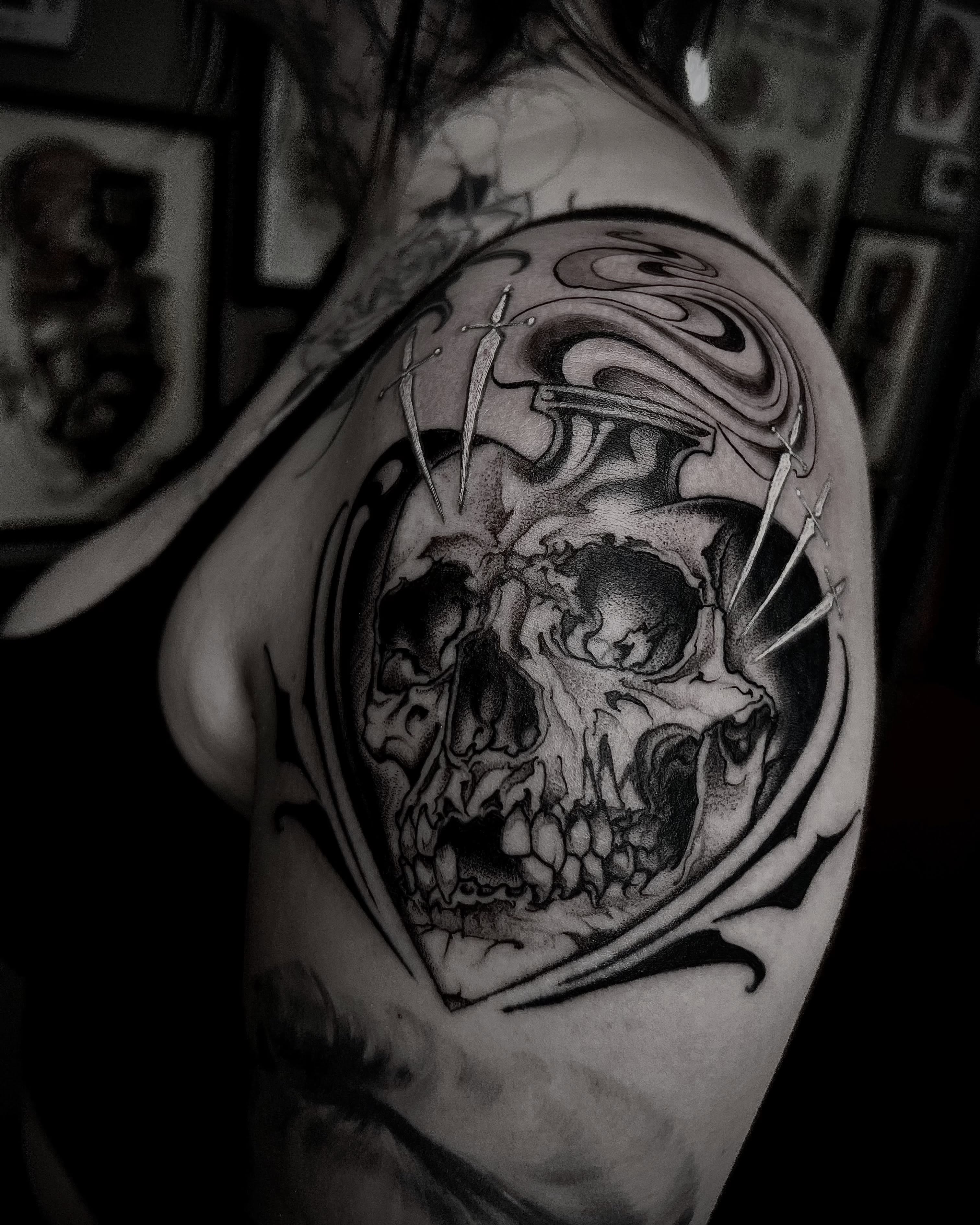 Tattoo by @lorenzotattoos — black_and_grey, realism
