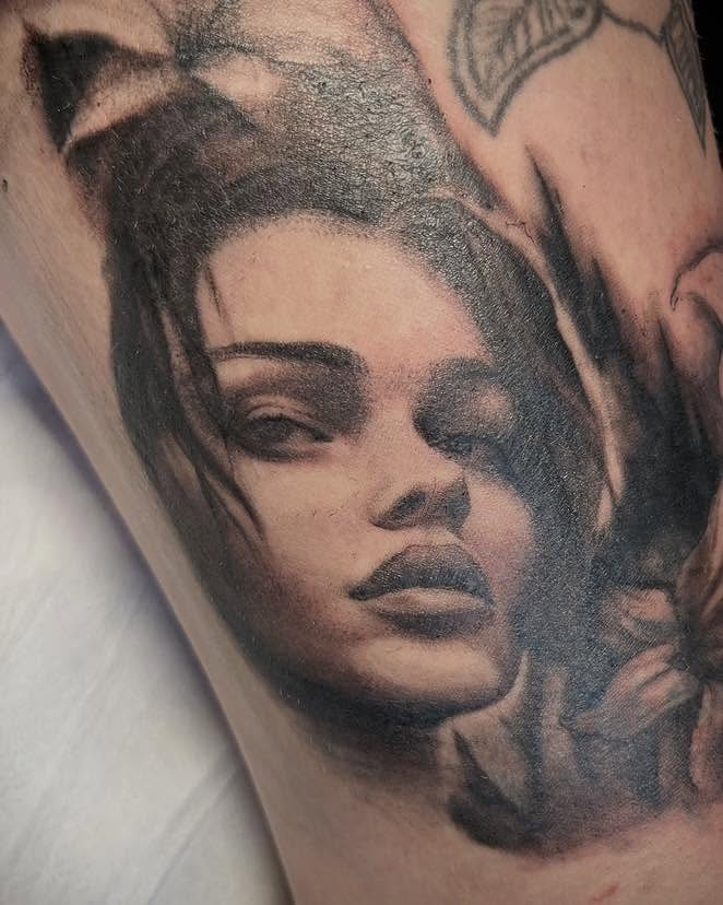 Tattoo by @lamarbodyart — realism, dotwork