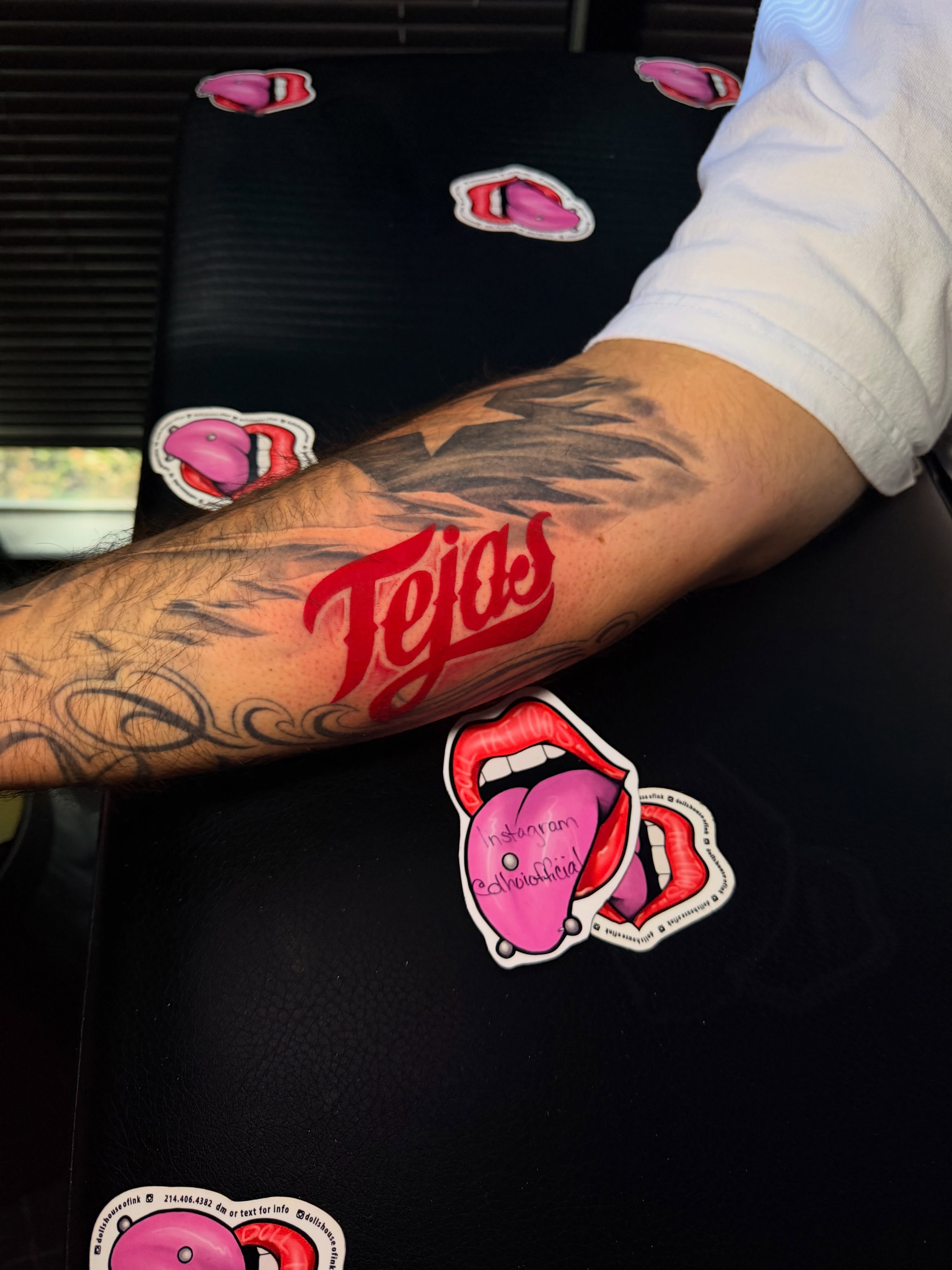 Tejos American traditional tattoo on the forearm by Doll The Tattoo Artist, Addison, Texas