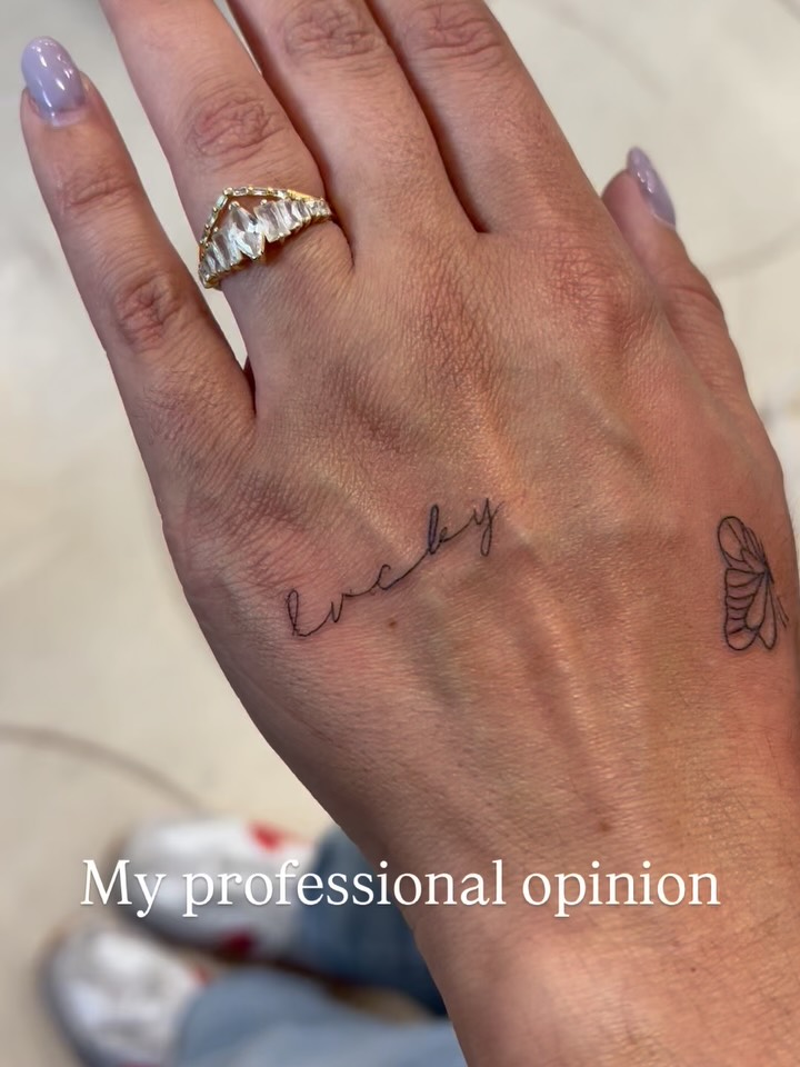 Script lettering lettering script tattoo on the hand by Vanessa ♡ UTAH FINE LINE TATTOO + LIP BLUSH